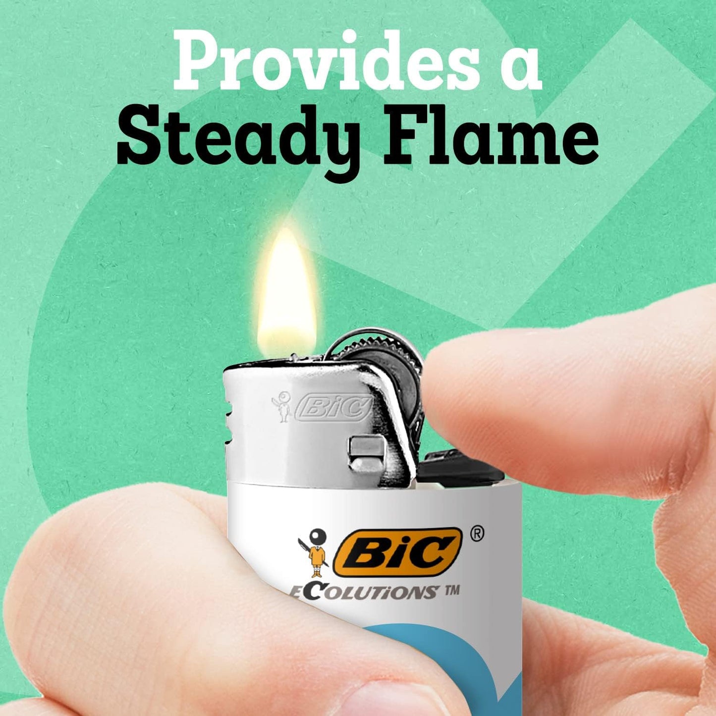 BIC Ecolutions Maxi Pocket Lighter, 6-Pack of Ecofriendly Candle Lighters, 100% Recycled Packaging and 55% Recycled Metal, 30% Carbon Offset
