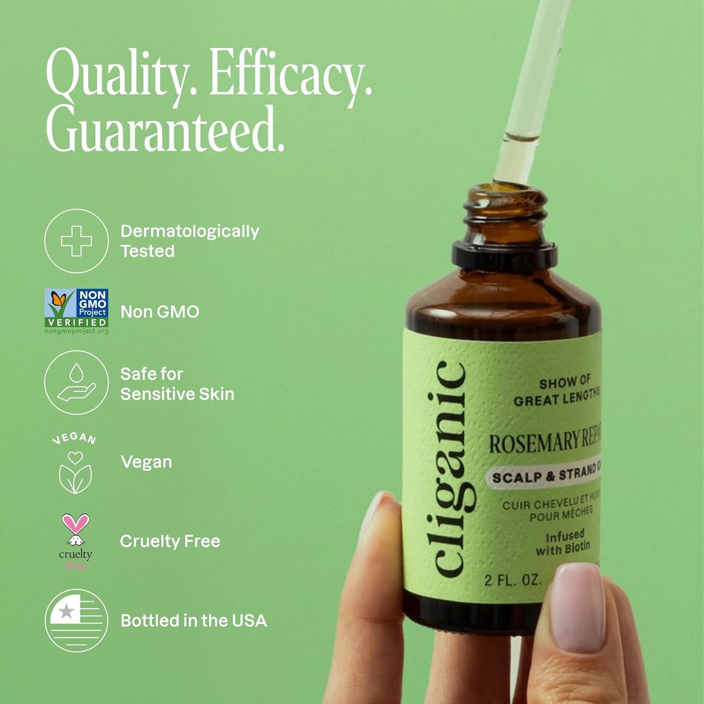 Cliganic Rosemary Hair & Scalp Oil with Biotin & Jojoba With Herbal Organic Ingredients - Serum To Smooth & Soften Frizzy, Damaged Hair, Split Ends & Dry Scalp Promote Fuller-Looking Hair 2 Fl Oz