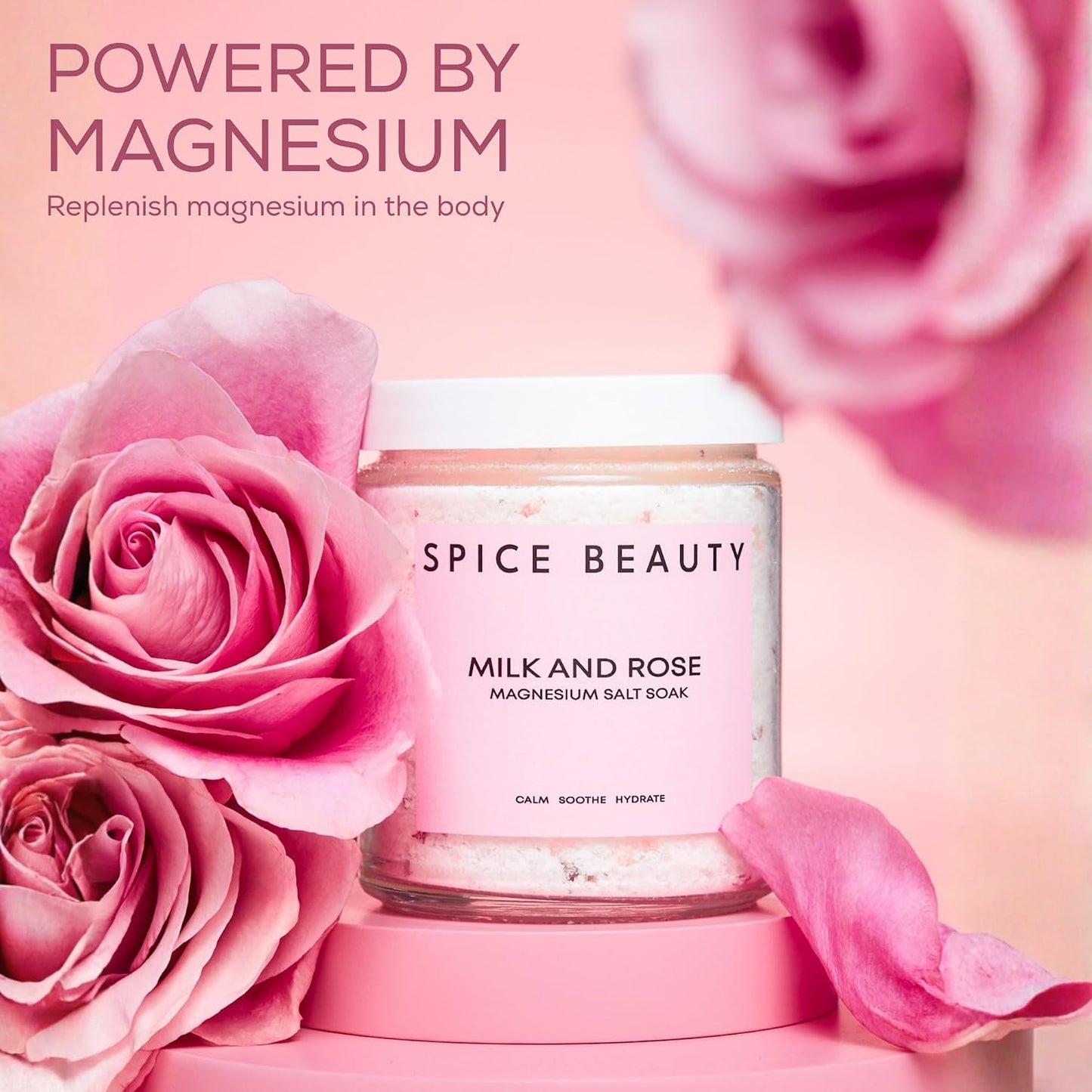 Goat Milk & Rose Magnesium Salt Soak | Epsom & Magnesium Bath Soak for Muscle Relaxation | Skin Soften & Deeply Nourish, Skin Hydration & Boosts Elasticity | Salt Soak | 9 oz