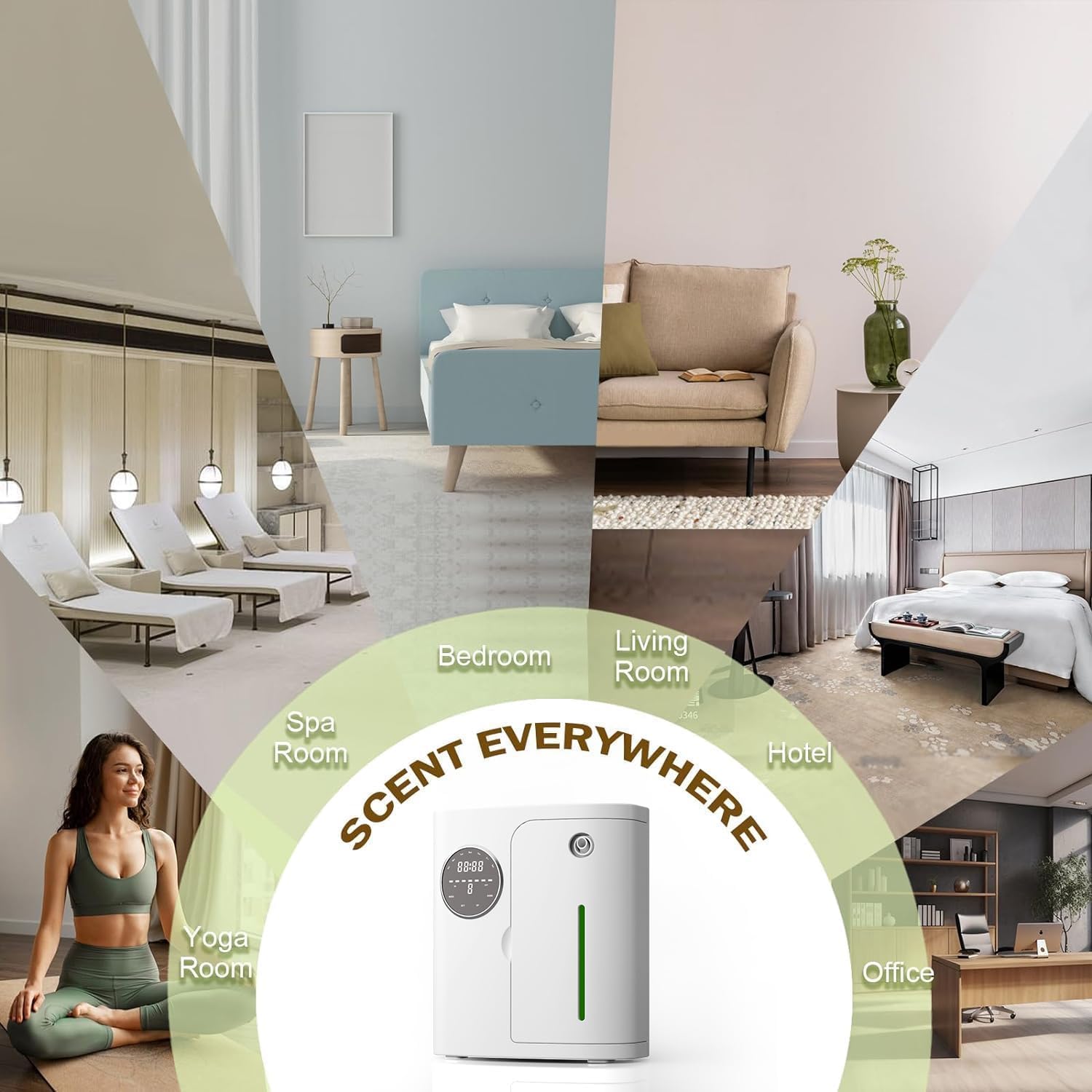 Waterless Diffuser, 2500 Sq.Ft Coverage, Essential Oil Diffusers, Plug in Scent Air Machine with App Control, 160ML, House Warming Gift Ideas for New Home, Large Room, Office, Hotel, White
