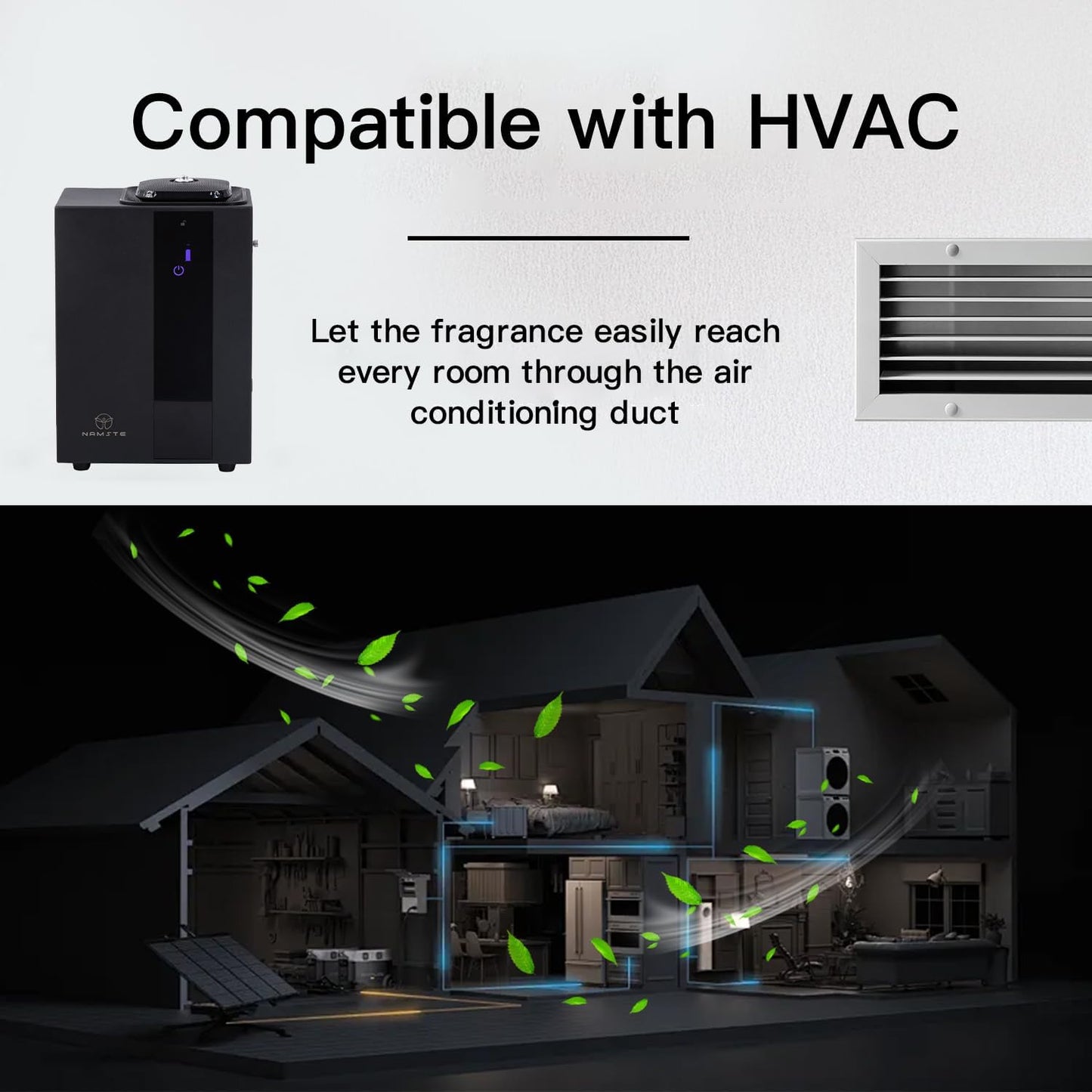 Smart Waterless Diffuser - Essential Oil Scent Coverage 6500 Sq.Ft HVAC Machine Whole House Aroma & Hotel Collection, APP & Touch Control 800ml Large Capacity Aromatherapy Metal Material