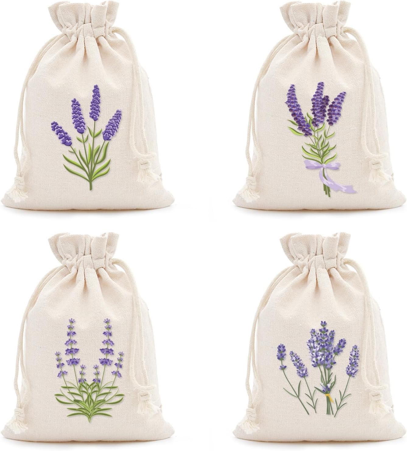 12 Pcs Sachet Bags Empty Small Sachet Bags for Fragrance Handmade Scent Sachets Lavender Pattern(13x18cm, Natural Cotton)