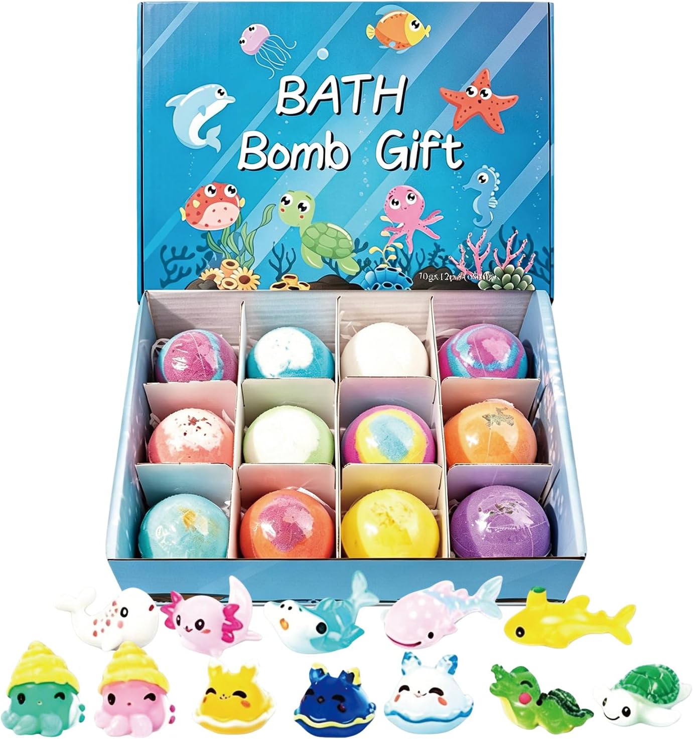 2026 New Upgraded Bath Bombs with Surprise Inside,12pcs Bath Bombs for Kids with Toy Inside,Best Birthday,Party,Surprise Rainbow Ocean Fizzy Bath Bomb Gift Set for Girls and Boys(Sea Animal)