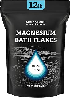 Aromasong Magnesium Flakes from The Dead Sea, 12 LB Resealable Black Bag - Muscle Relaxing Magnesium Chloride Bath Salts Soak for Headaches, Stress & Leg Discomfort