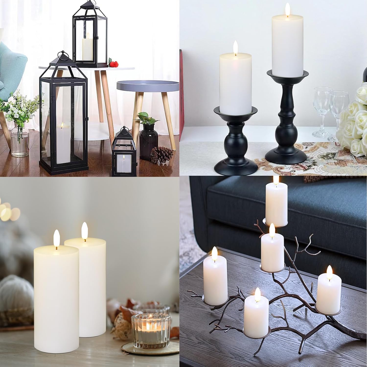 Oleitodh 9 Pcs White Flameless Candles Flat Top LED Candles with Remote Timer, Pillar Flameless Candle Bulk Flickering Battery Operated Candle for Wedding Festival Outdoor Home Decor D 3'' H 6''
