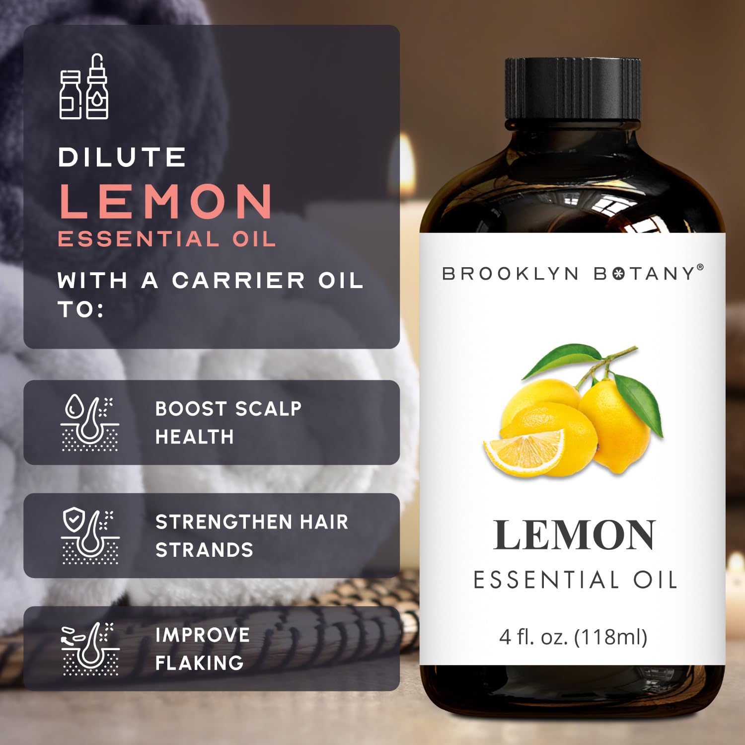 Brooklyn Botany Lemon & Grapefruit Essential Oils – 4 Fl Oz (Pack of 2) – 100% Pure & Natural – Energizing & Uplifting Aromatherapy Blend
