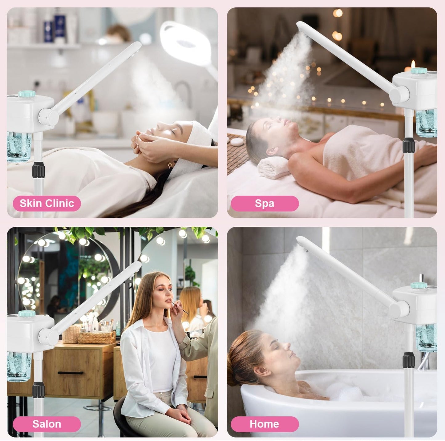 Professional Facial Steamer, Ionic Face Steamer Esthetician Vaporizador, with Preheat & Hot Mist Adjustment Function, Rocker Arm Steamer for Home Beauty Salon Spa