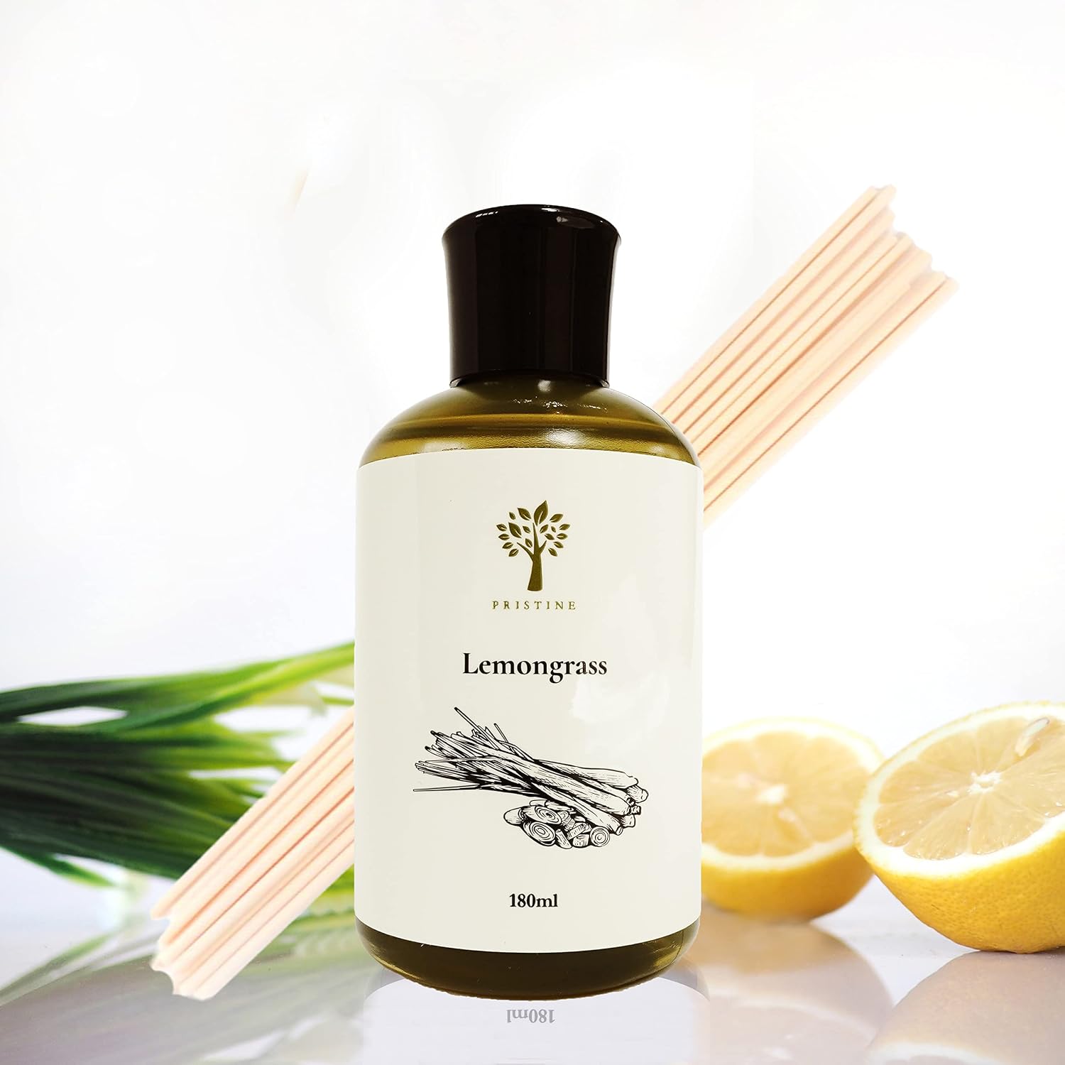 PRISTINE Lemongrass Diffuser Refill with Free Reed Stick | Fresh Lemongrass & Citronella Room Fragrance Reed Diffuser, Oil & Room Diffusers with Reeds Stick | Refreshing Home Fragrance Scent Diffuser