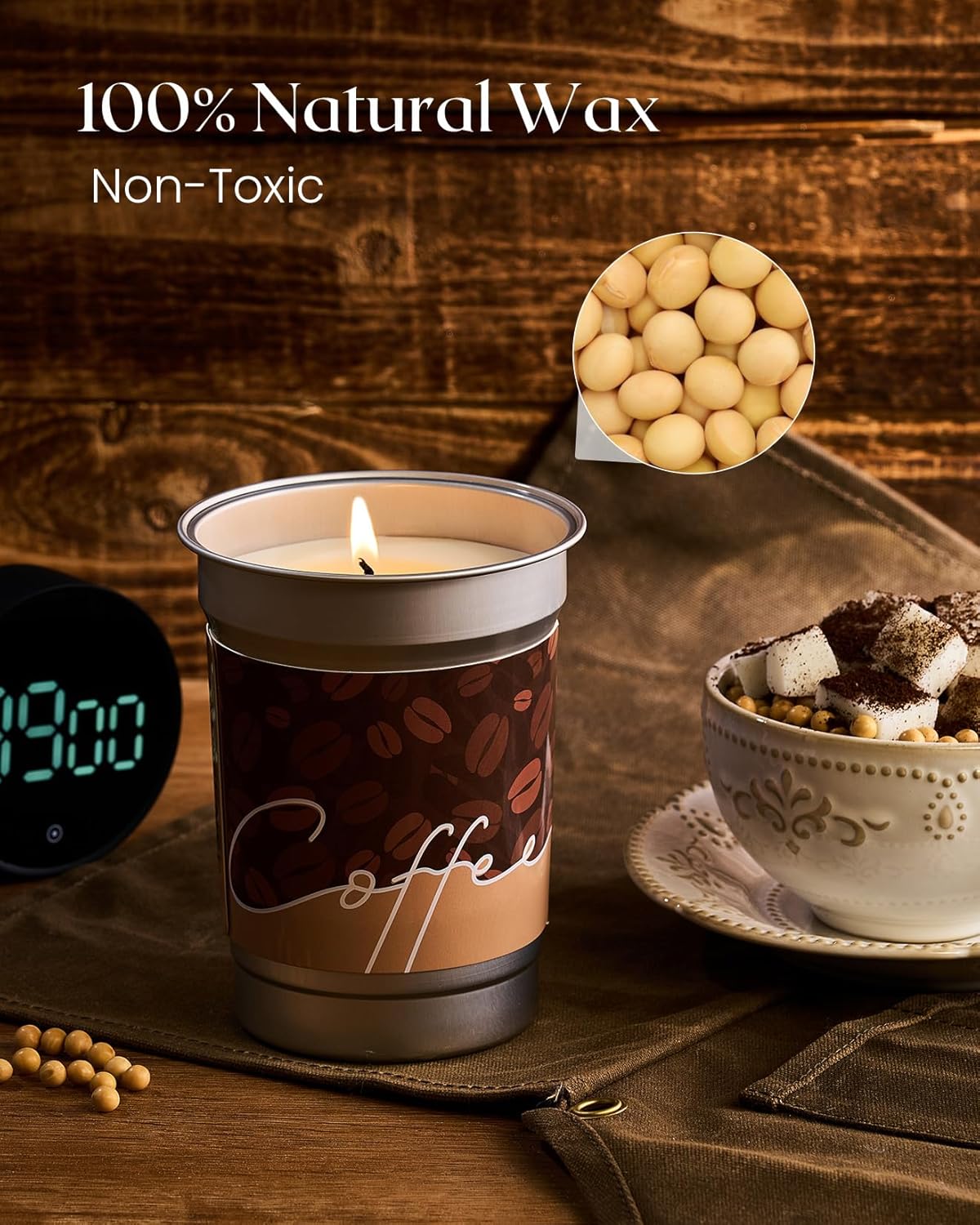 M&SENSE Coconut Latte Scented Candle, Soy Wax, 16.2oz | 100 Hours Long Lasting, Clean Burn, Non-Toxic, Relaxing Aromatherapy