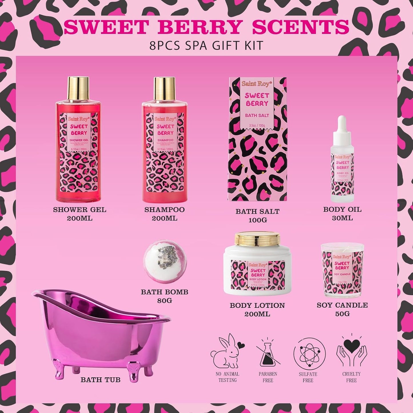 Home Spa Self Care, Bath and Body Spa Gift Basket for Women, Shower Bath Spa Sweet Berry Bath Sets for Teens Gift| Relaxing Care Kit Christmas Mothers Day Gifts for Mom Gift Baskets for Anniversary