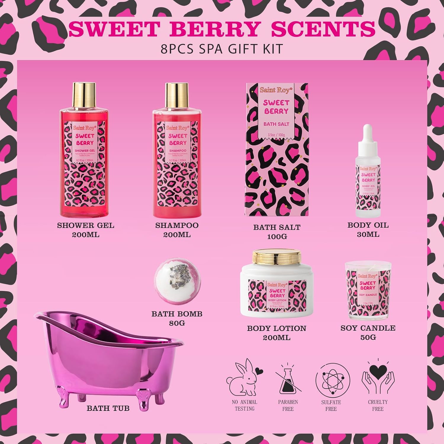 Home Spa Self Care, Bath and Body Spa Gift Basket for Women, Shower Bath Spa Sweet Berry Bath Sets for Teens Gift| Relaxing Care Kit Christmas Mothers Day Gifts for Mom Gift Baskets for Anniversary