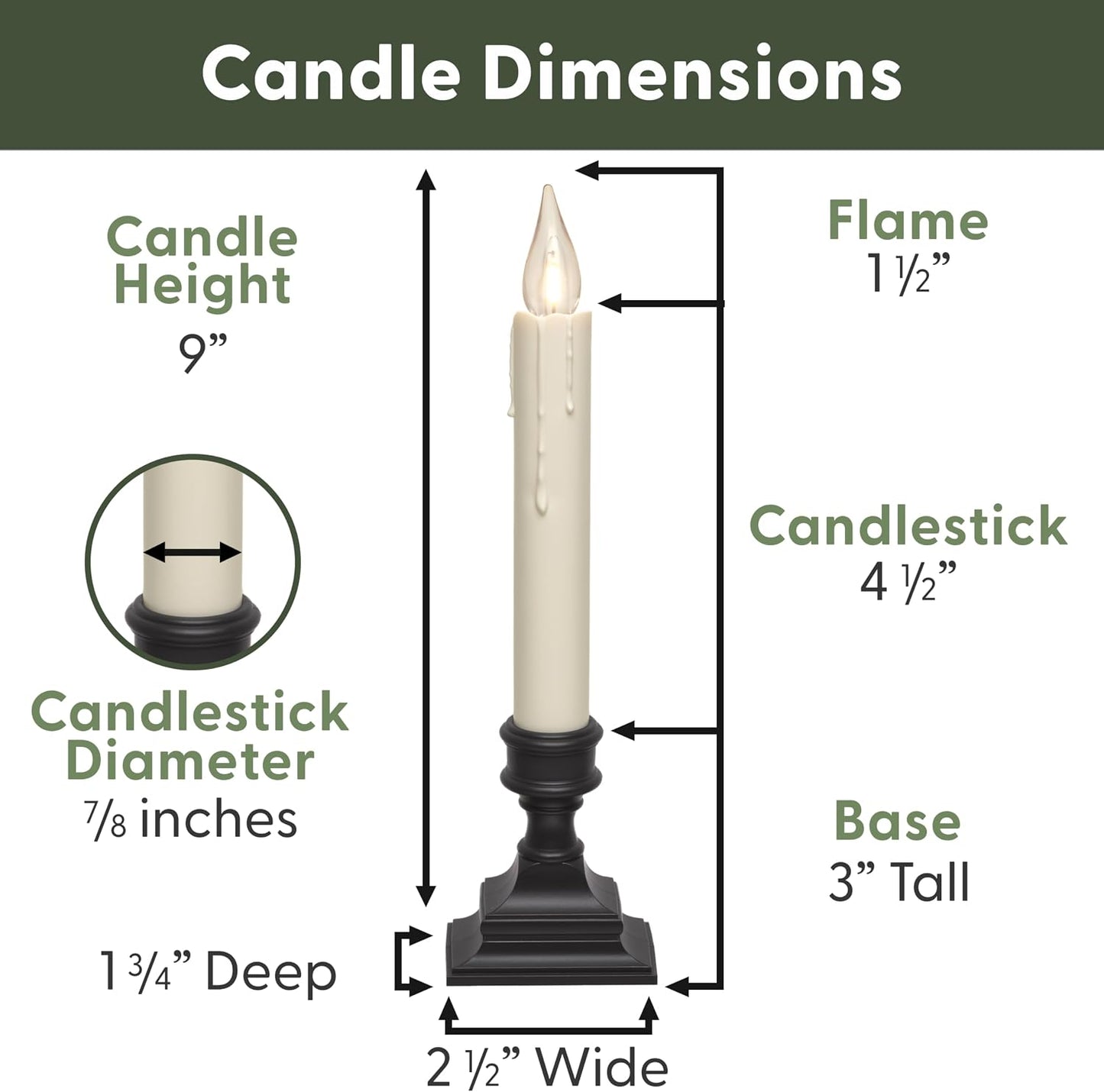 612 Vermont Vintage LED Battery Operated Window Candles with Timer, Bright Warm White Glow, VT-1806A-4 (Pack of 4, Antique Bronze)