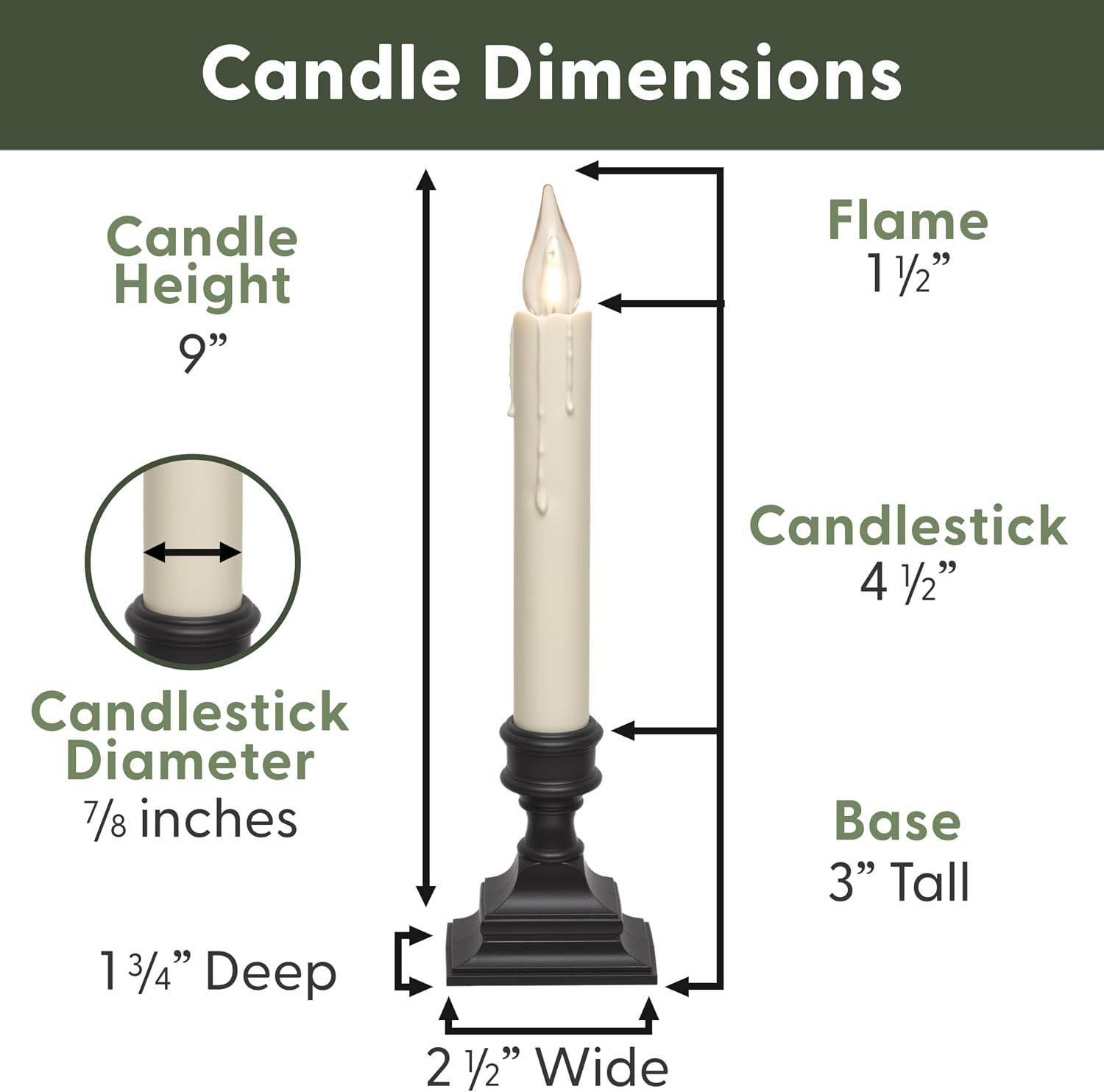 612 Vermont Vintage LED Battery Operated Window Candles with Timer, Bright Warm White Glow, VT-1806A-4 (Pack of 4, Antique Bronze)