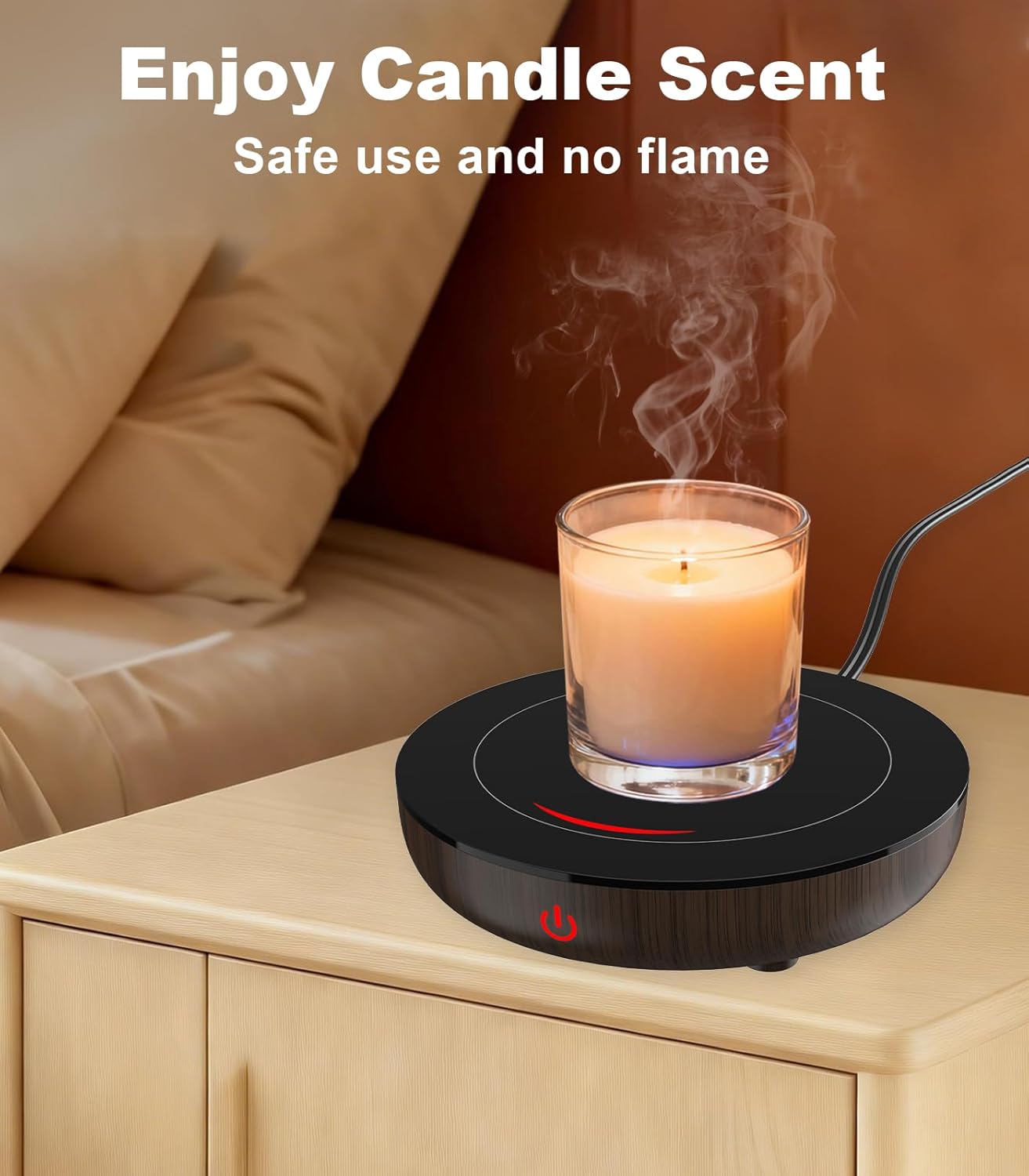 Kepwam Coffee Mug Warmer for Desk, 3-Temp Fast Heating Cup Warmer with 6H Auto Shut Off, LED Light & Smart Candle Warmer for All Beverages, Ideal Gifts for Women Men