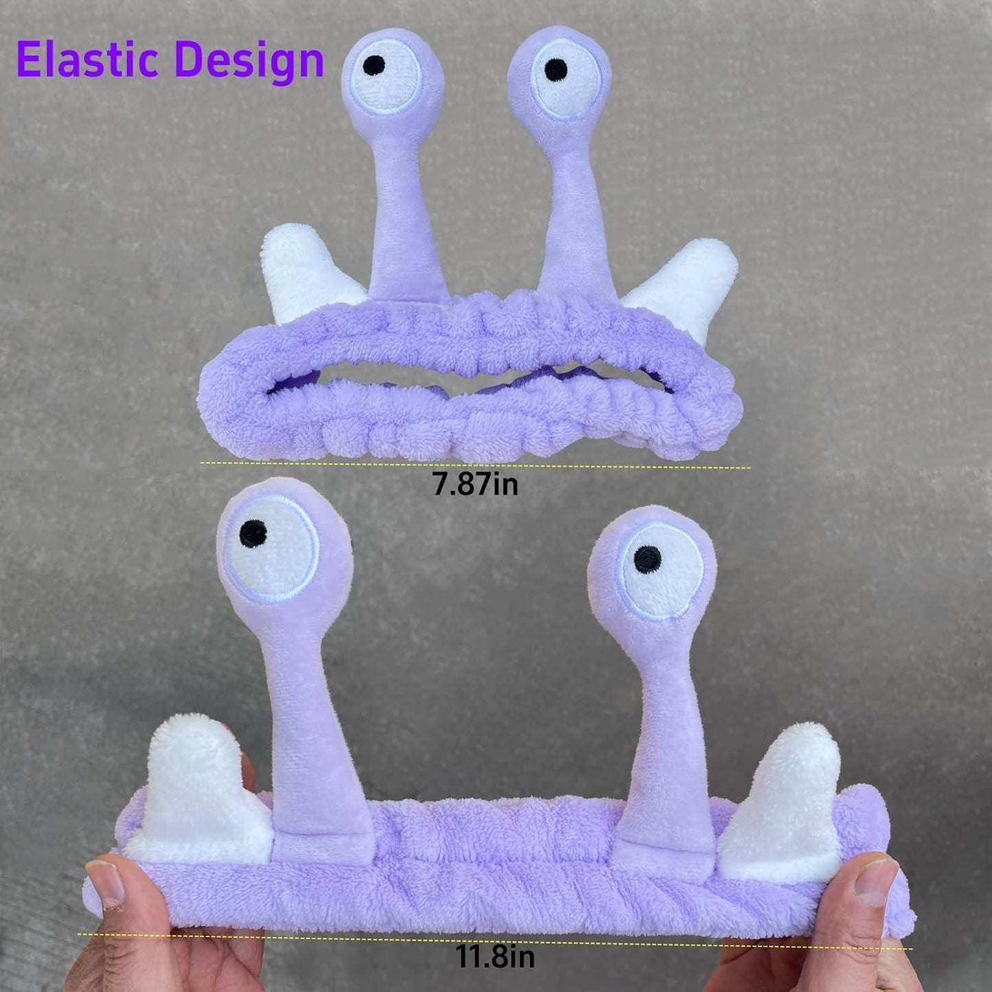 Snail Headband for Women & Girls,Cute Coral Fleece Elastic Spa Headband for Face Wash,Skin Care,and Makeup (Purple)
