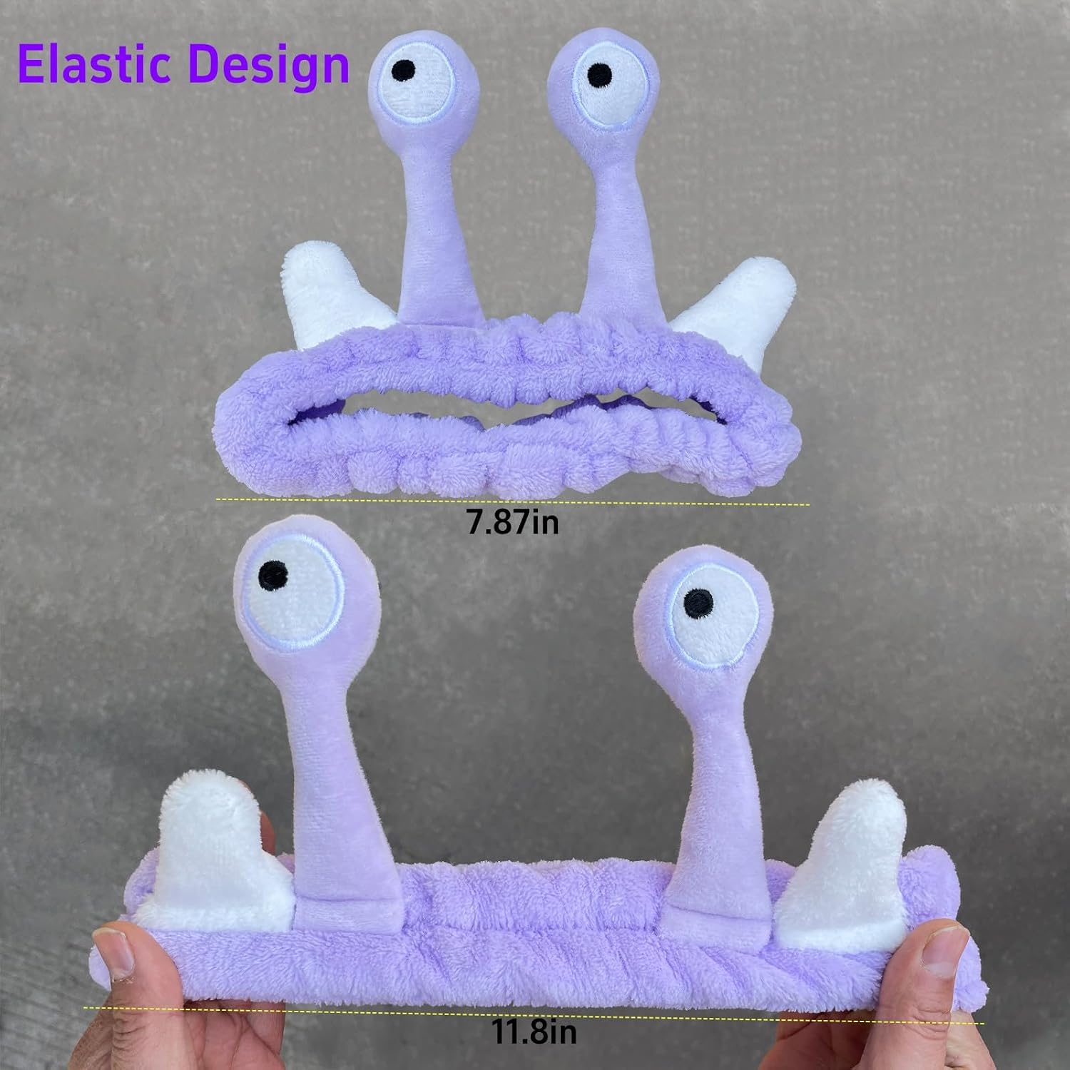 Snail Headband for Women & Girls,Cute Coral Fleece Elastic Spa Headband for Face Wash,Skin Care,and Makeup (Purple)