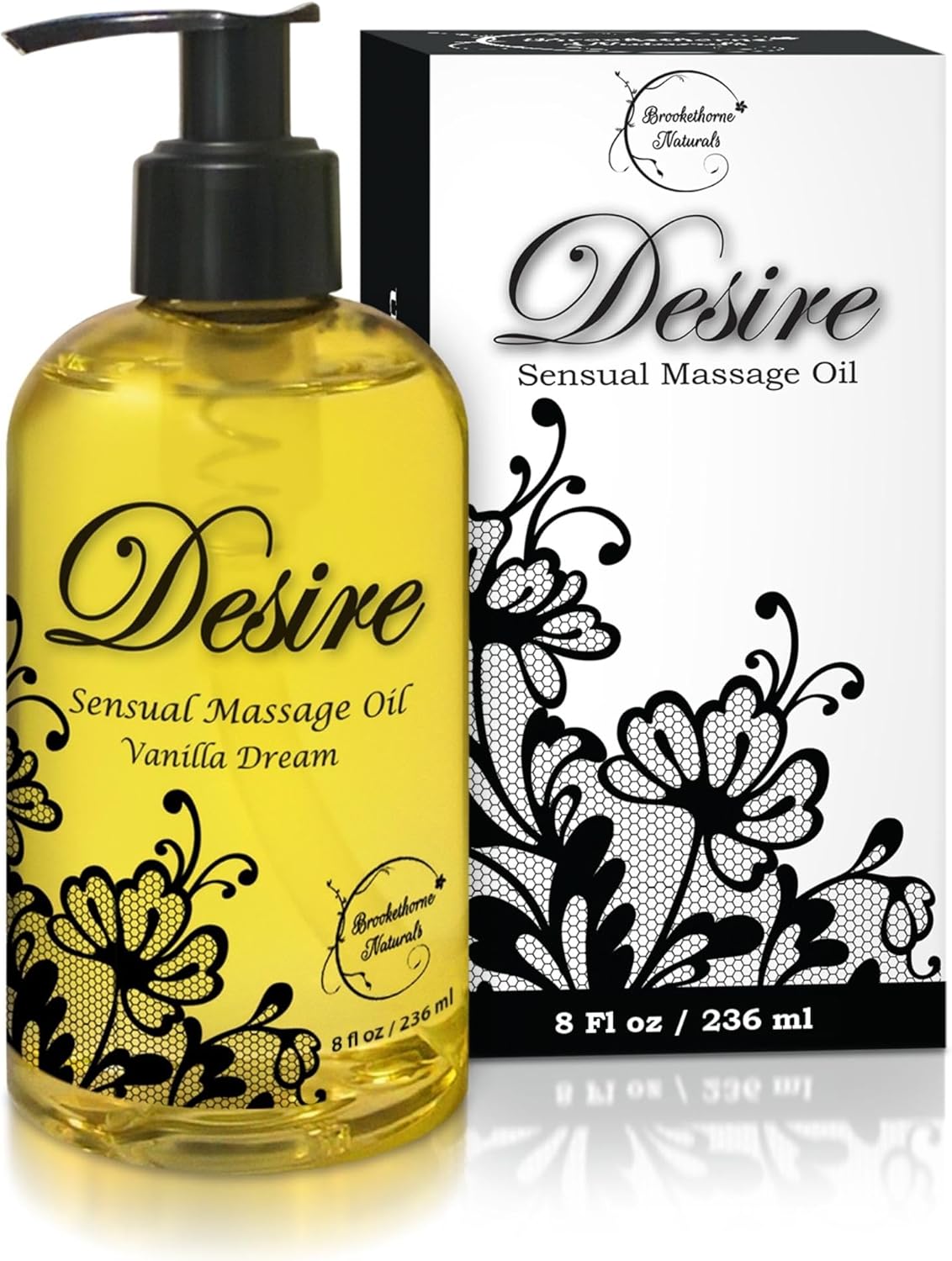 Desire Sensual Massage Oil for Date Night | Perfect for Couples | Hydrating Vanilla Body Oil | All Natural with Sweet Almond, Grapeseed & Jojoba for Smooth Glide 8oz