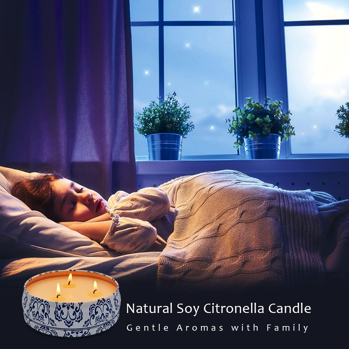 Large Citronella Candles Outdoor and Indoor, 3 Packs 13.5oz 3-Wick Soy Wax Portable Travel Tin Candle for Home Garden Patio Yard Balcony and Summer Gift