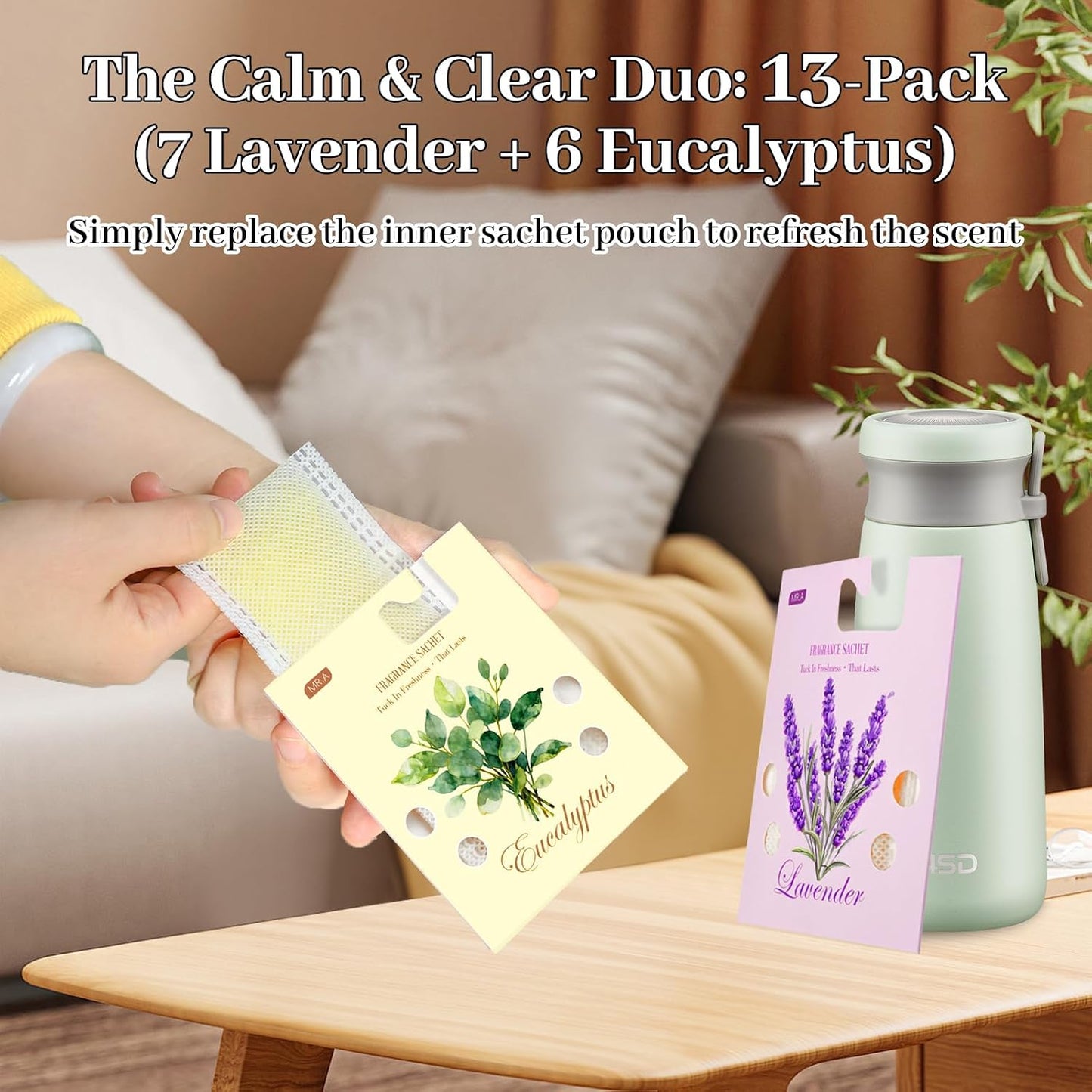 13Packs Lavender Eucalyptus Scented Sachet Bags, Fragrance Sachet Bags for Drawers and Closets, Air Fresheners for Car and Home, Closet Deodorizer Scented Drawer Fresheners for Dresser