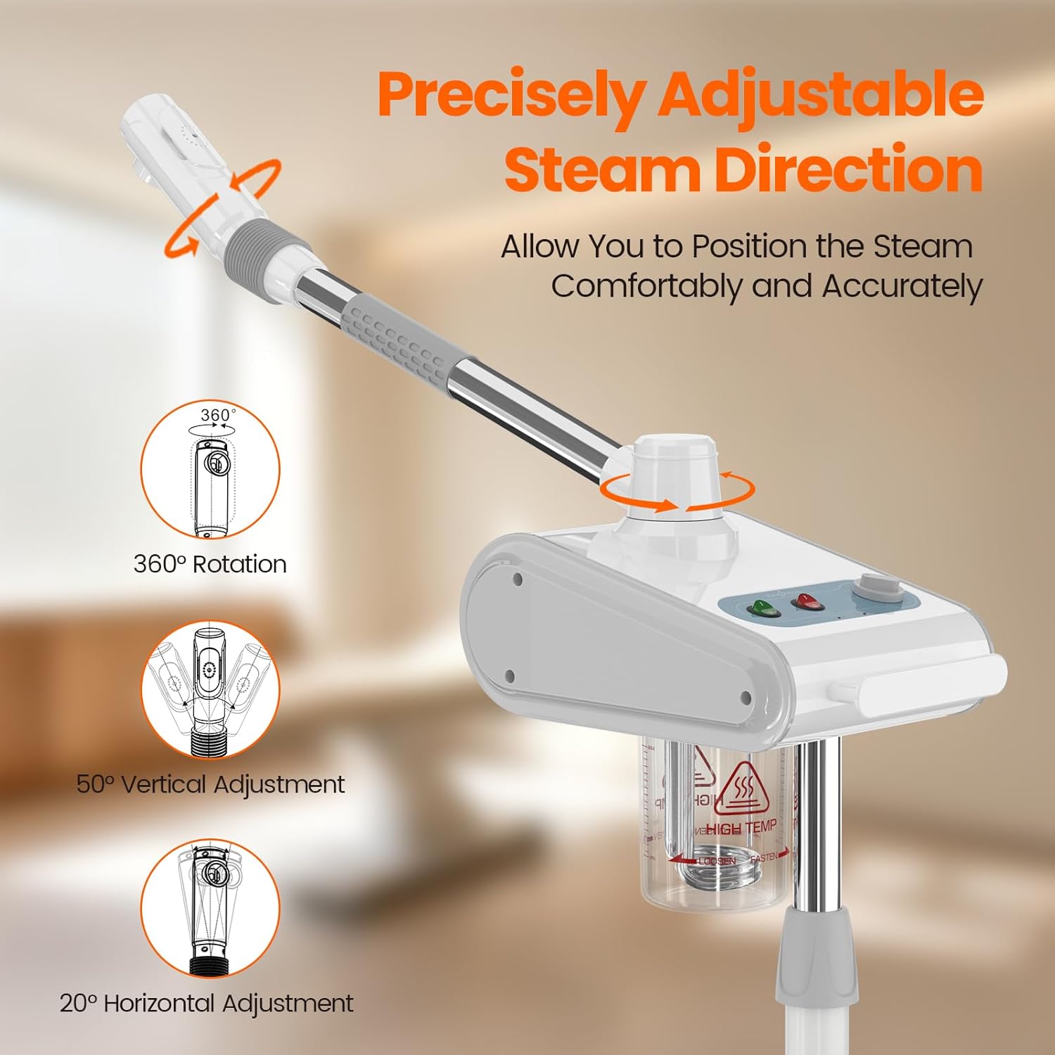 Professional Nano Ionic Facial Steamer with Ozone – 700ml Large Capacity Stand Facial Steamer for Deep Pore Cleansing, Hydration and 60 Min Timer for Salon, and Home Skin Care Use