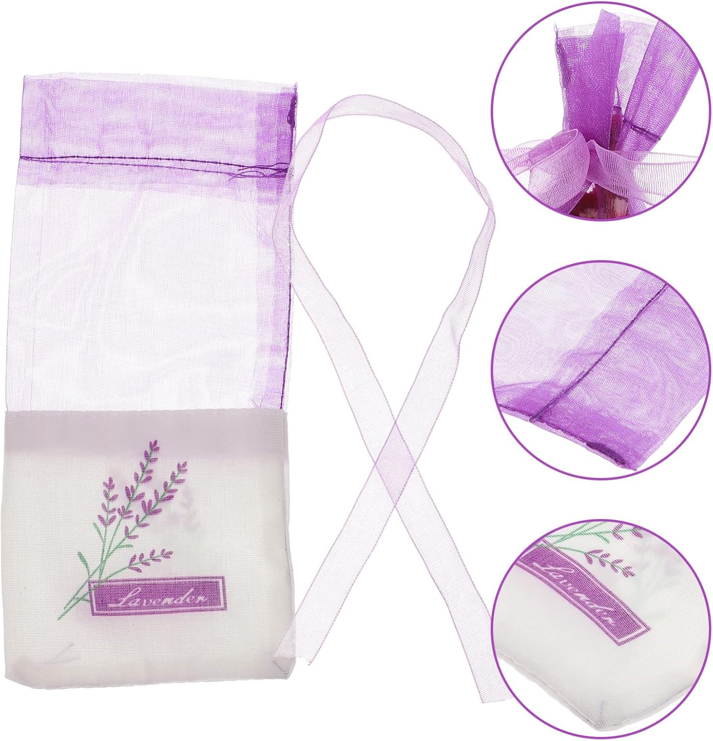 Gatuida 30 Pcs Empty Sachet Bags Flower Printed Drawstring Purse for Dried Herbs Lavender Storage Portable Home Fragrance Sachets 6.49X2.83In