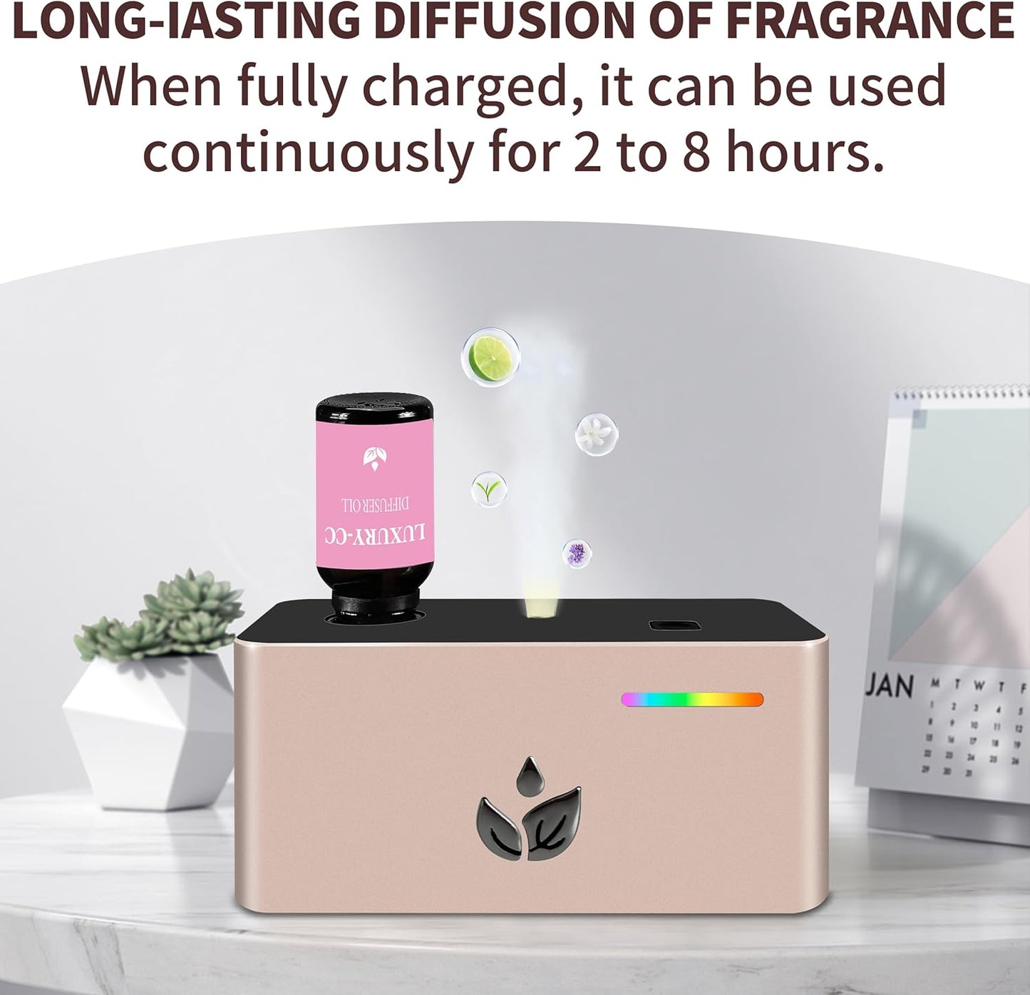 Waterless Diffuser, Essential Oil Diffuser with 6pcs Mixed Scent Fragrance Oils, Rechargeable Air Aromatherapy Diffuser with 3 Spray Modes for Home Office Hotel