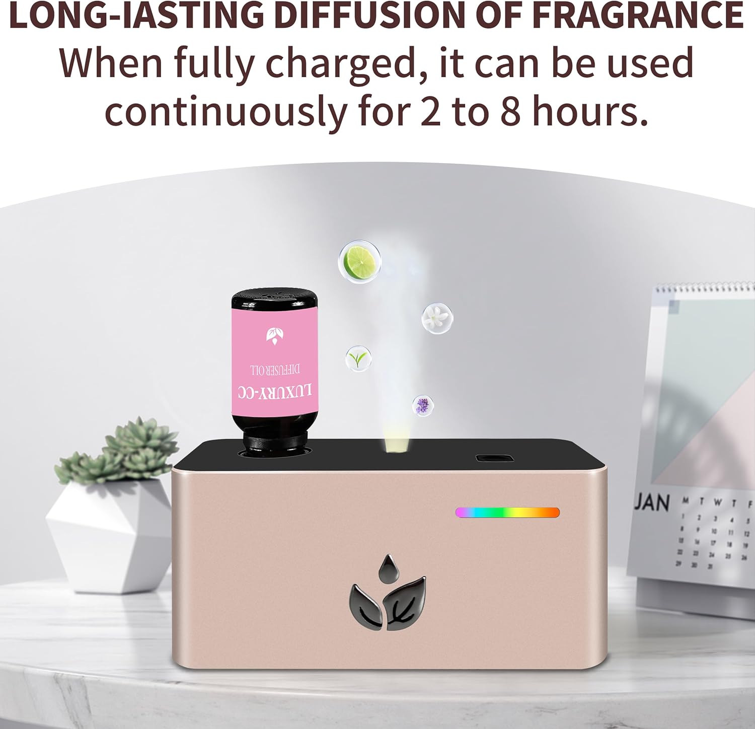 Waterless Diffuser, Essential Oil Diffuser with 6pcs Mixed Scent Fragrance Oils, Rechargeable Air Aromatherapy Diffuser with 3 Spray Modes for Home Office Hotel