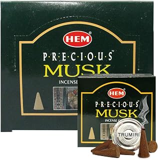 Precious Musk Incense Cones and Cone Incense Burner Bundle Insence Insense Hem Incense
