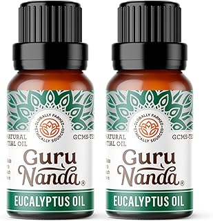 GuruNanda Eucalyptus Essential Oil -100% Pure, Natural and Undiluted Aromatherapy Oil for Diffusers - Enhances Your Breathing Space - Perfect for Massages (2X0.5 Fl Oz)
