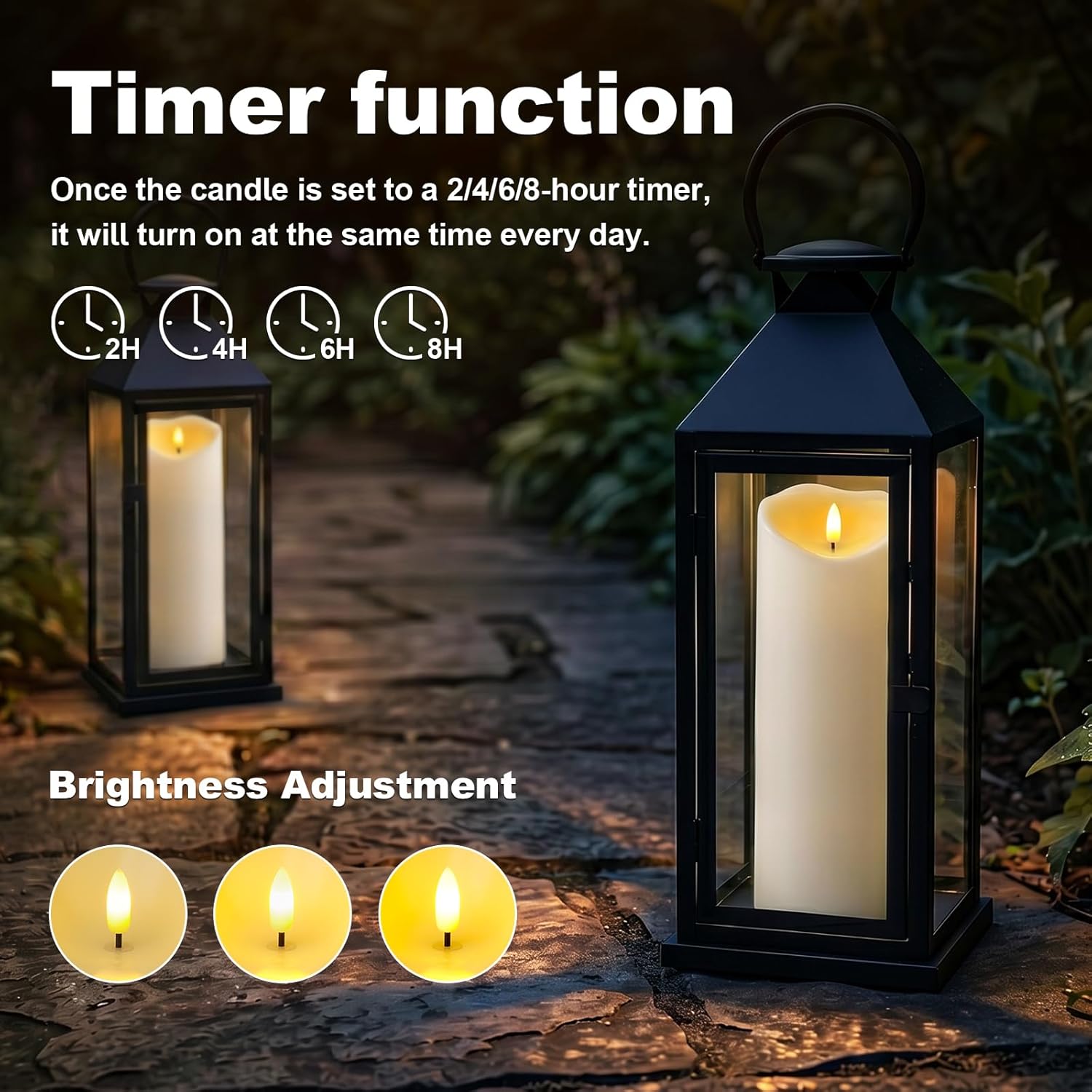 Amagic 4” x 12” Large Outdoor Candles with Timer Waterproof, Flickering Flameless Candles Battery Operated with Remote, Realistic LED Fake Pillar Candle for Lanterns, Patio, Porch, Garden Decor