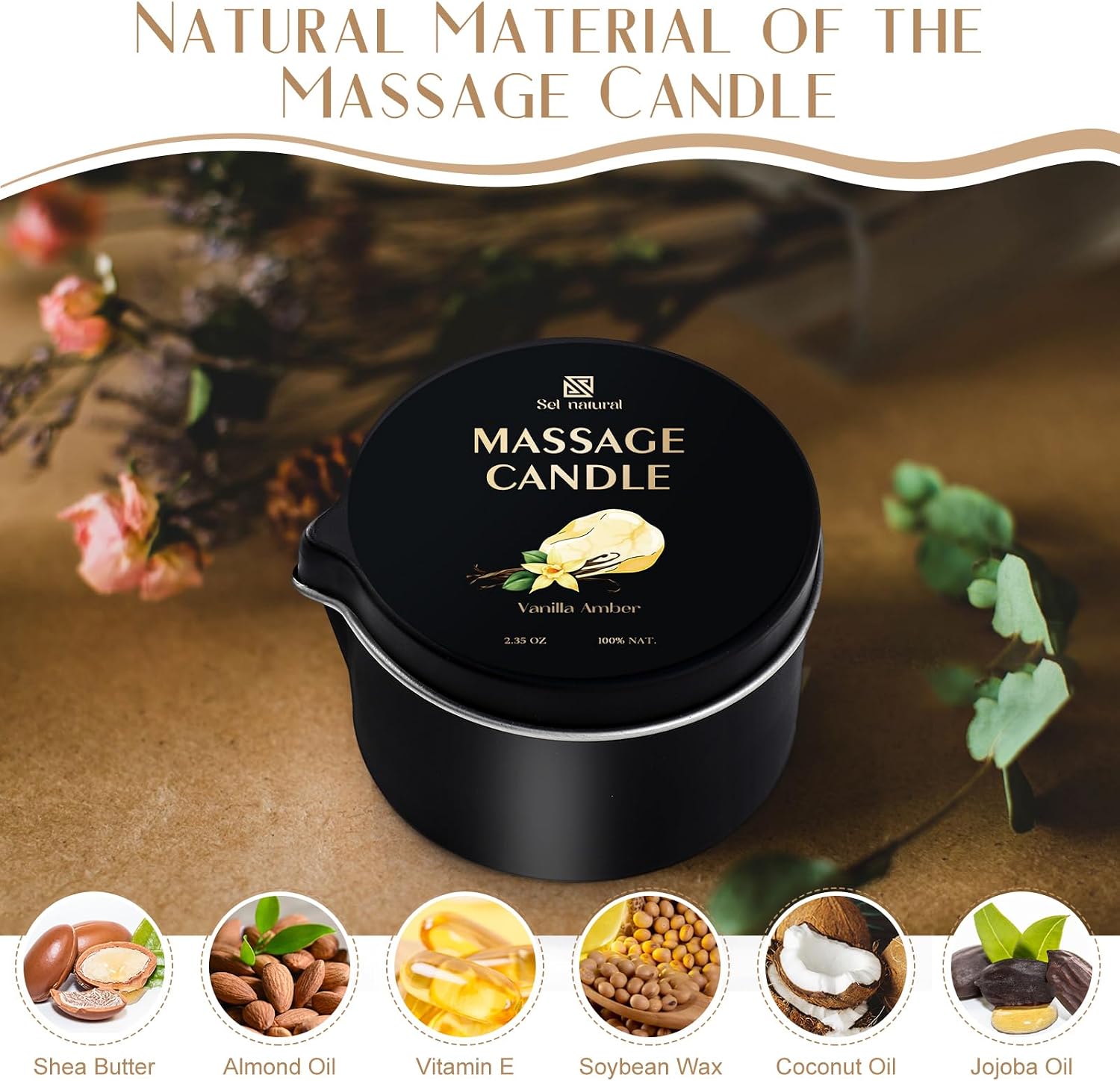 3 Pack Massage Oil Candles 2.35oz Low Temp Massage Candles 3 Scent Spa Therapy Body Oil Home Gift for Relaxation, Couples, or Self-Care (2.35 oz, Vanilla Amber, Lavender Sandalwood, Coconut Lime)