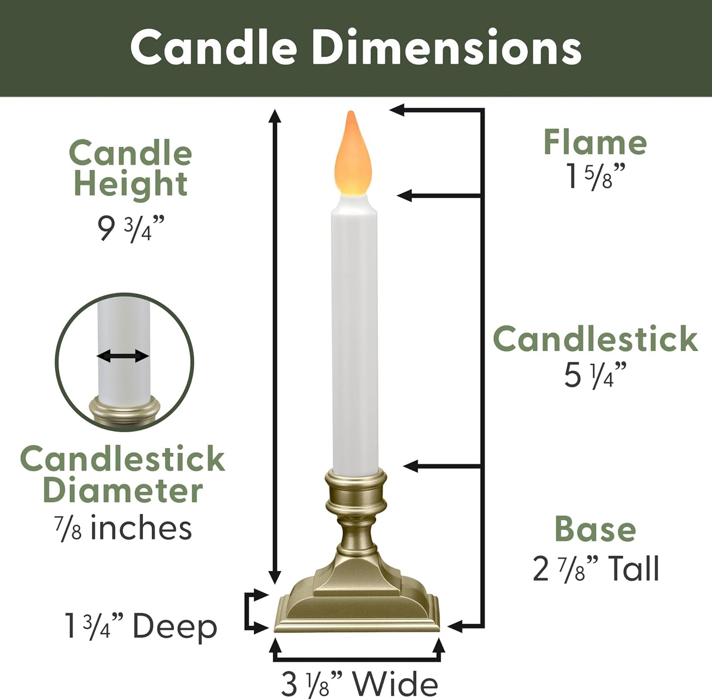 612 Vermont Battery Operated LED Window Candles with Flickering Amber Flame, Automatic Timer, 9.75 Inches Tall, VT-1206P (Pack of 4, Pewter)