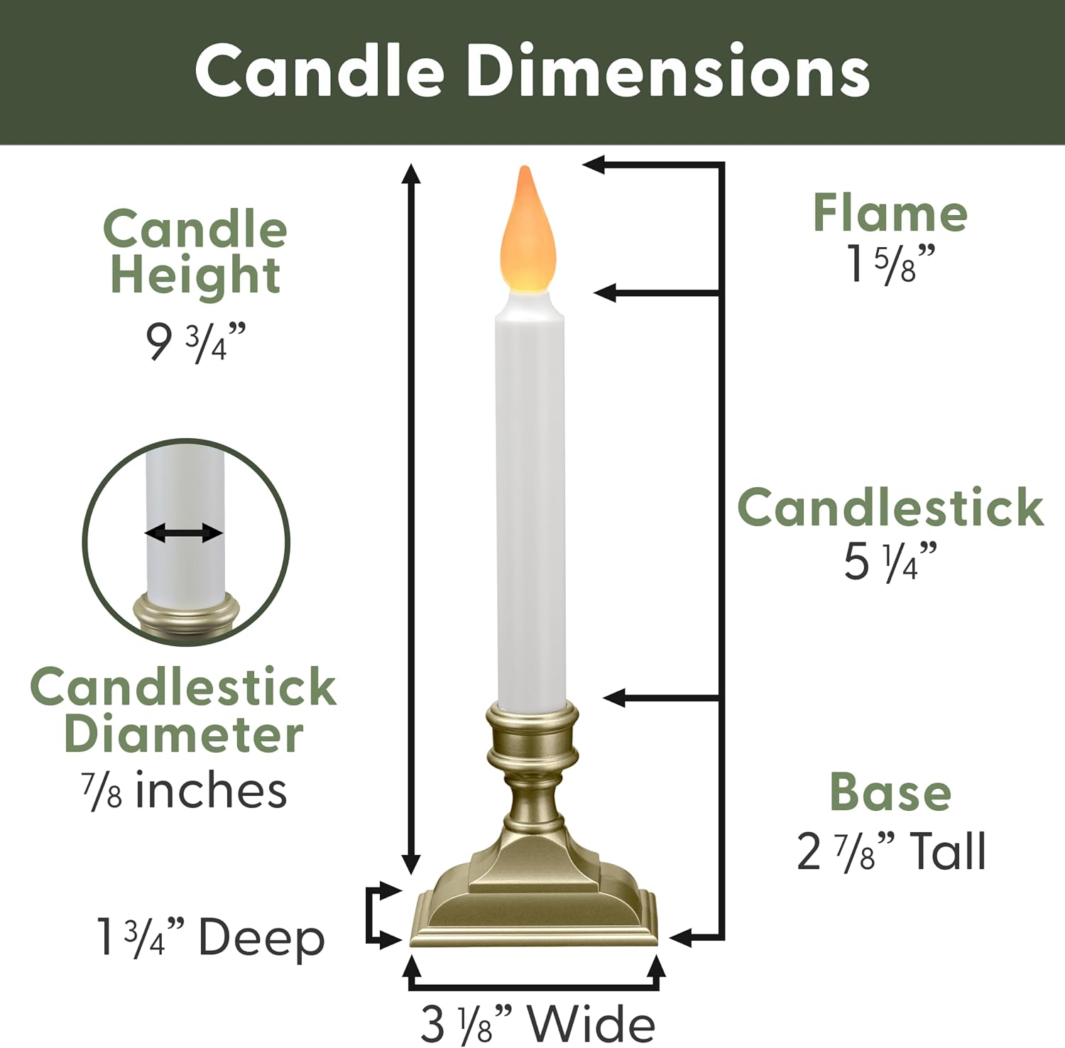 612 Vermont Battery Operated LED Window Candles with Flickering Amber Flame, Automatic Timer, 9.75 Inches Tall, VT-1206P (Pack of 4, Pewter)