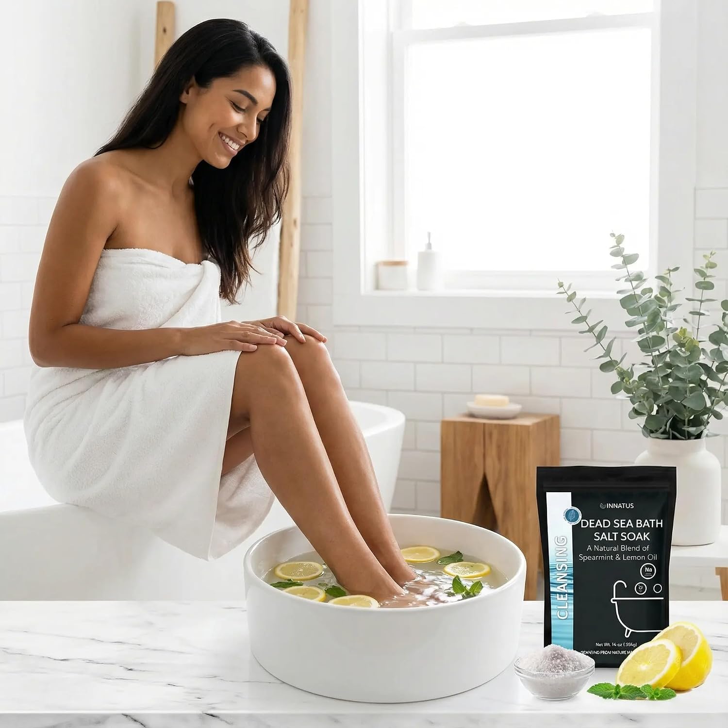 Dead Sea Soothing Bath Salt Soak with 21 Minerals – Relaxing, Detoxifying, and Nourishing for Skin – 14oz, Infused with Essential Oils – Rejuvenate Mind & Body. (Spearmint)