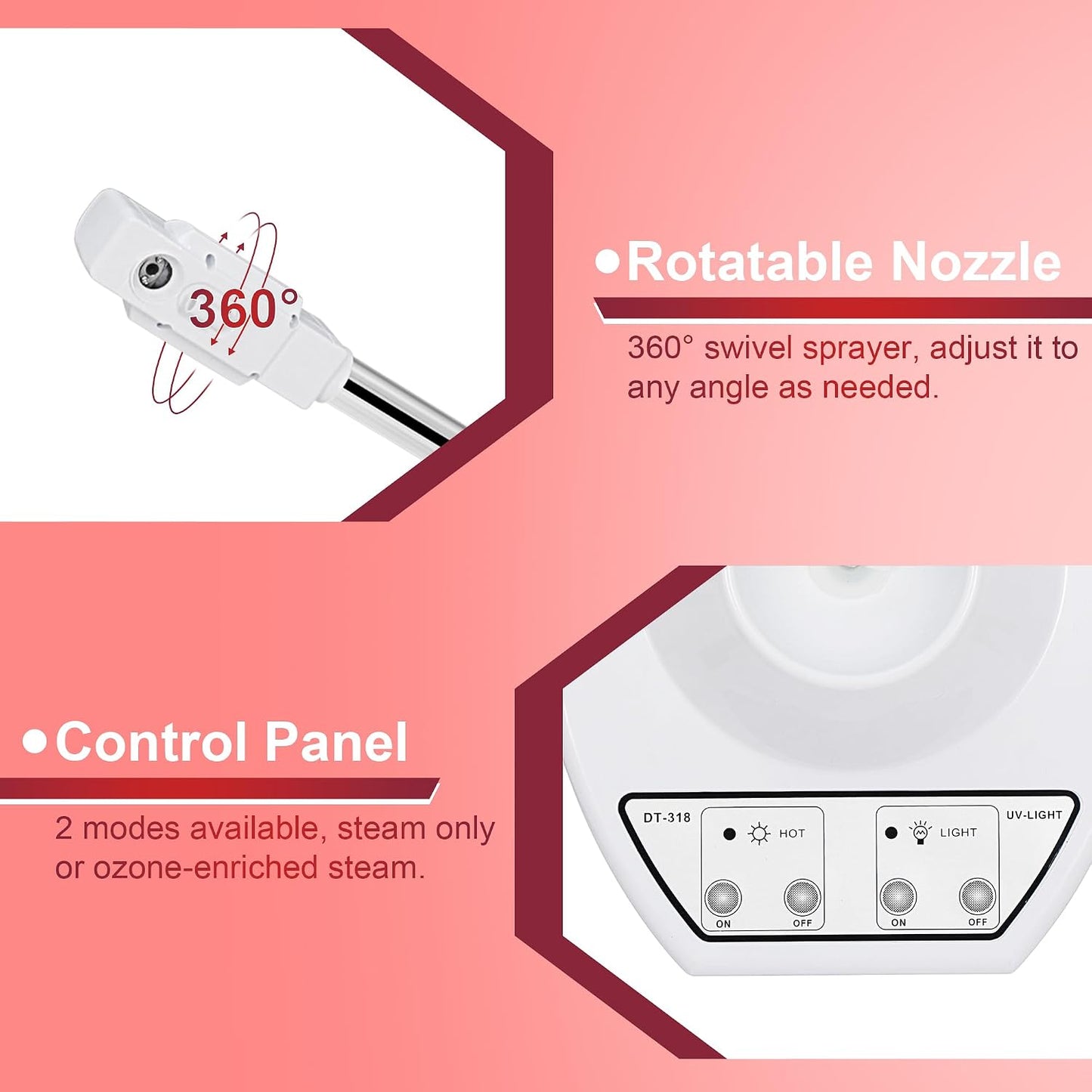 Facial Steamer On Wheels Professional Face Steamer Machine for Home Spa Facial Deep Cleaning, Ionic Ozone Hot Mist Skin Care Equipment with Stand