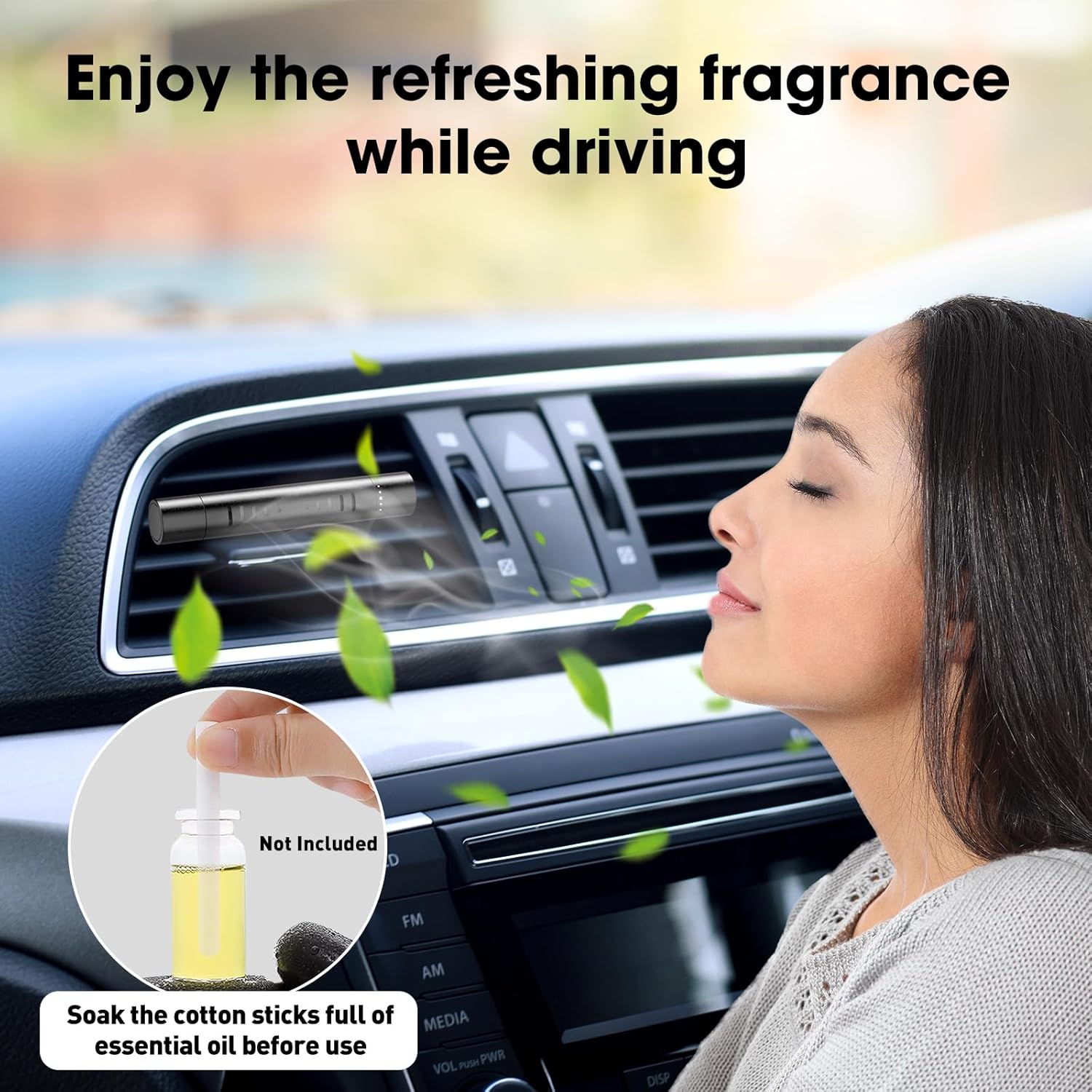 2 Packs Custom Car Air Freshener Diffuser Vent Clips with 12 Refill Sticks for Cars, Office, Kitchen, Bathroom, Pet Basic Refillable Kit Essential Oil Diffusers Car Accessories for Women Men