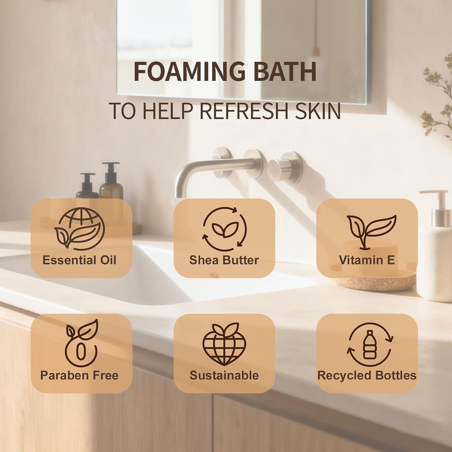17.9 Fl Oz Foaming Bath with Essential Oil, Epsom Salt, Moisturize Soften