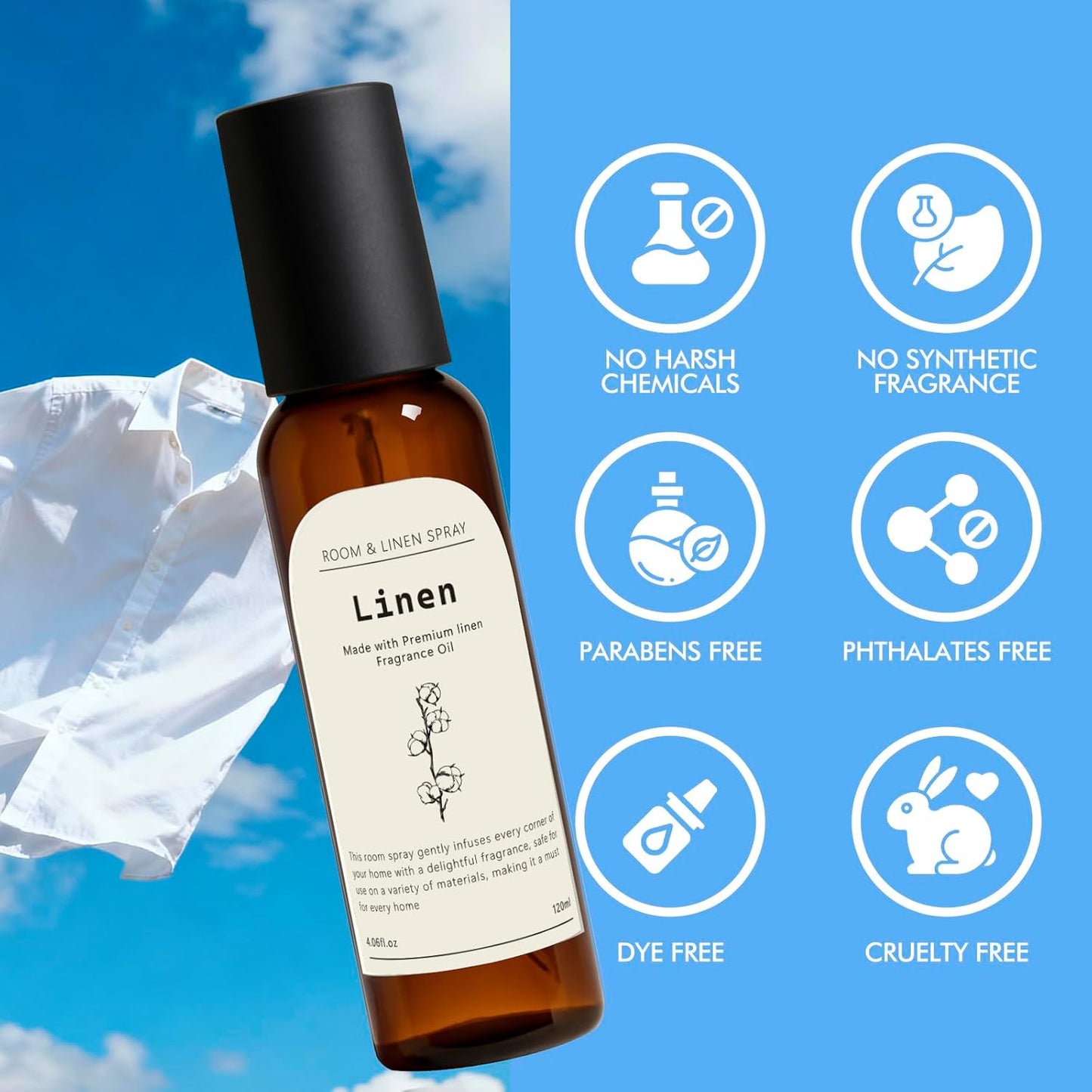 Linen Room Spray, Home Fragrance Concentrated Room Spray, Long Lasting Air Fresheners for Home, Room Air Freshener Spray, Odor Eliminator, 8.12 fl oz