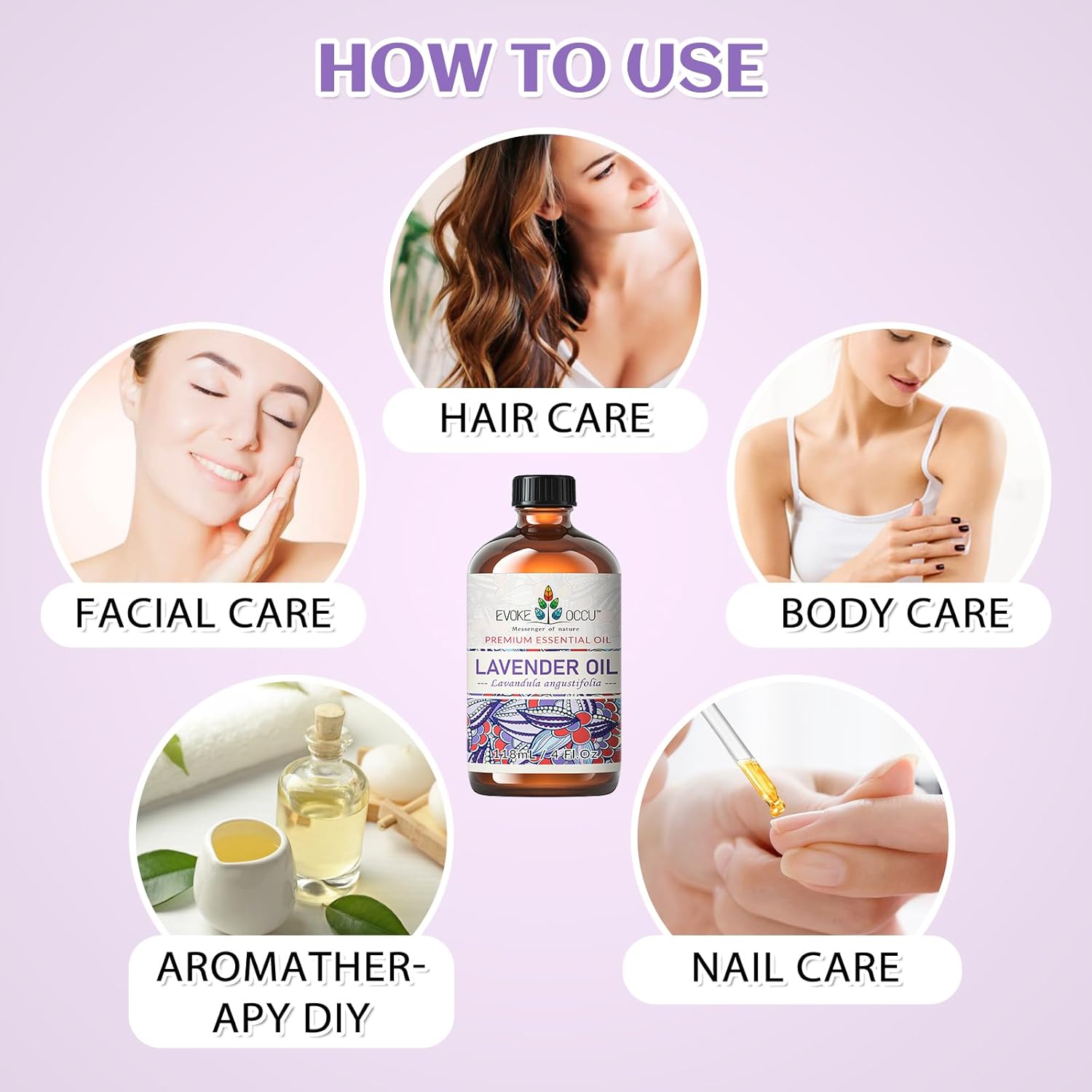 EVOKE OCCU Lavender Essential Oil for Sleeping Aid in the Bedroom, Relaxation in the Office Living Room & DIY Wool Dryer Balls - 4 Fl Oz