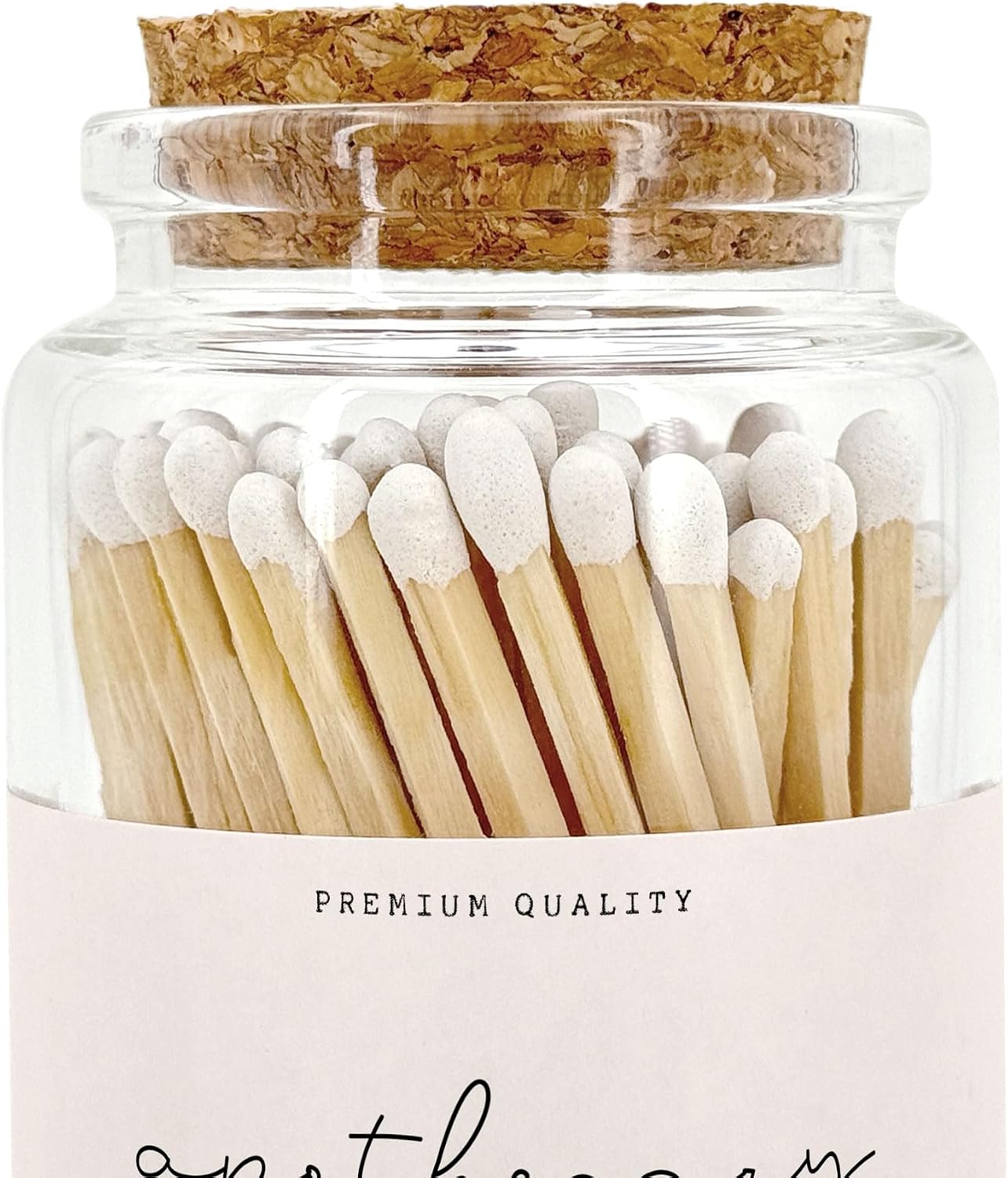 Apothecary Wooden Matches in a Jar with Striker | Decorative Matches for Candles | Long Matches for Candles in Apothecary Glass Jar | Approx. 80 Safety Matches for Home Decor & Bathroom (1 Jar)