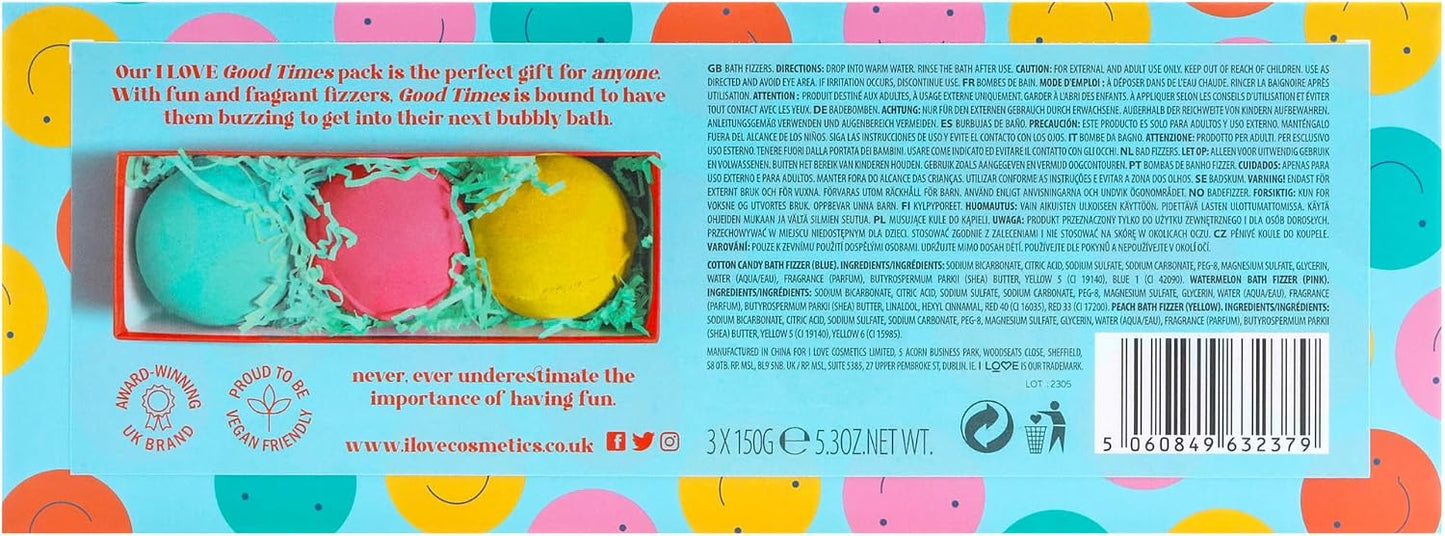 I LOVE Special Moments Good Times Bath Fizzer Pack - Natural Bath Bombs Gift Set - Shea Butter Bath Bombs Set - Spa Gift Set for Women - 3 pc