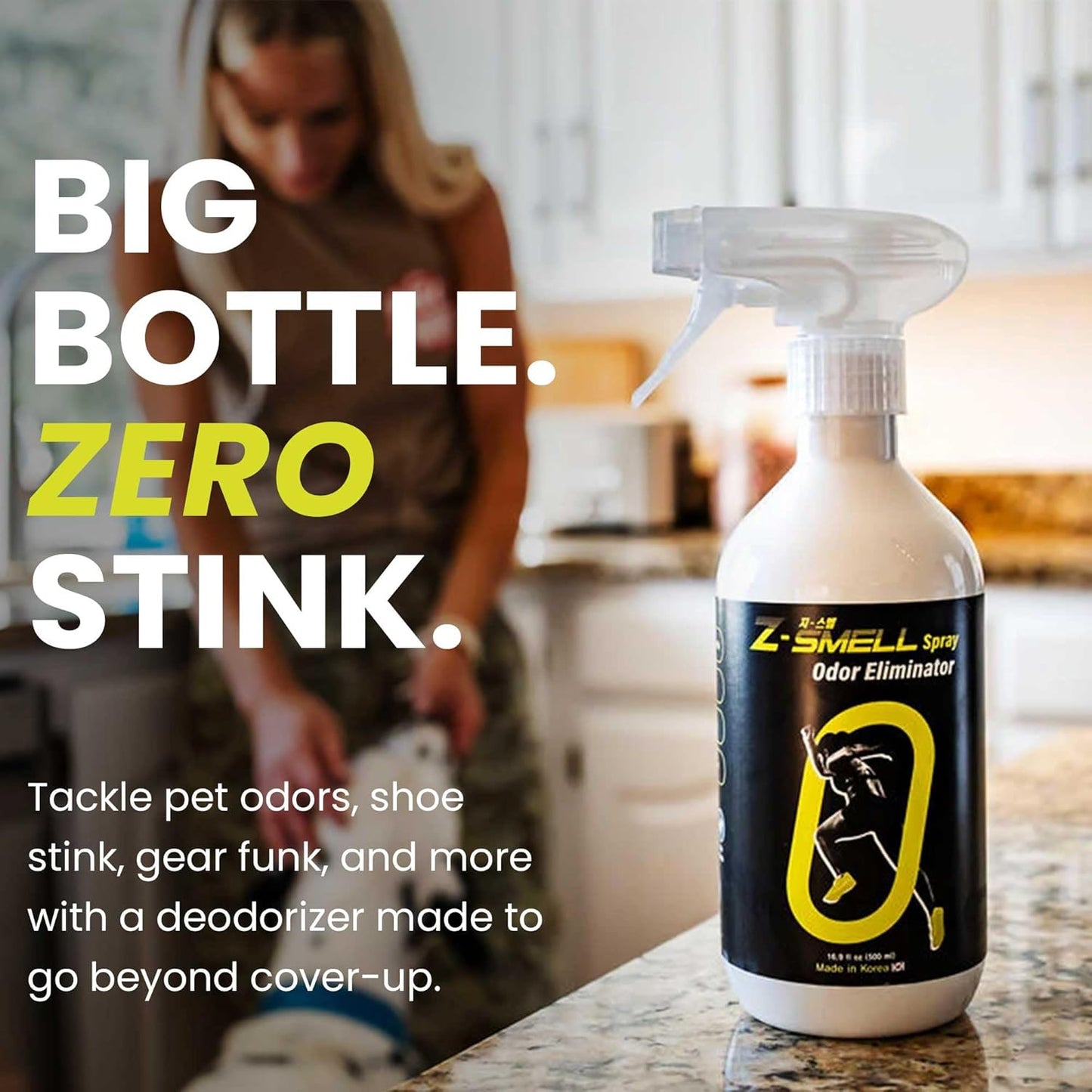 Z-Spray Odor Eliminator Spray – Bio-Based Enzyme Spray, Unscented & Made with No Harsh Chemicals – For Shoes, Pets, Gear, Car & Home – Safe for Kids & Animals – 500mL
