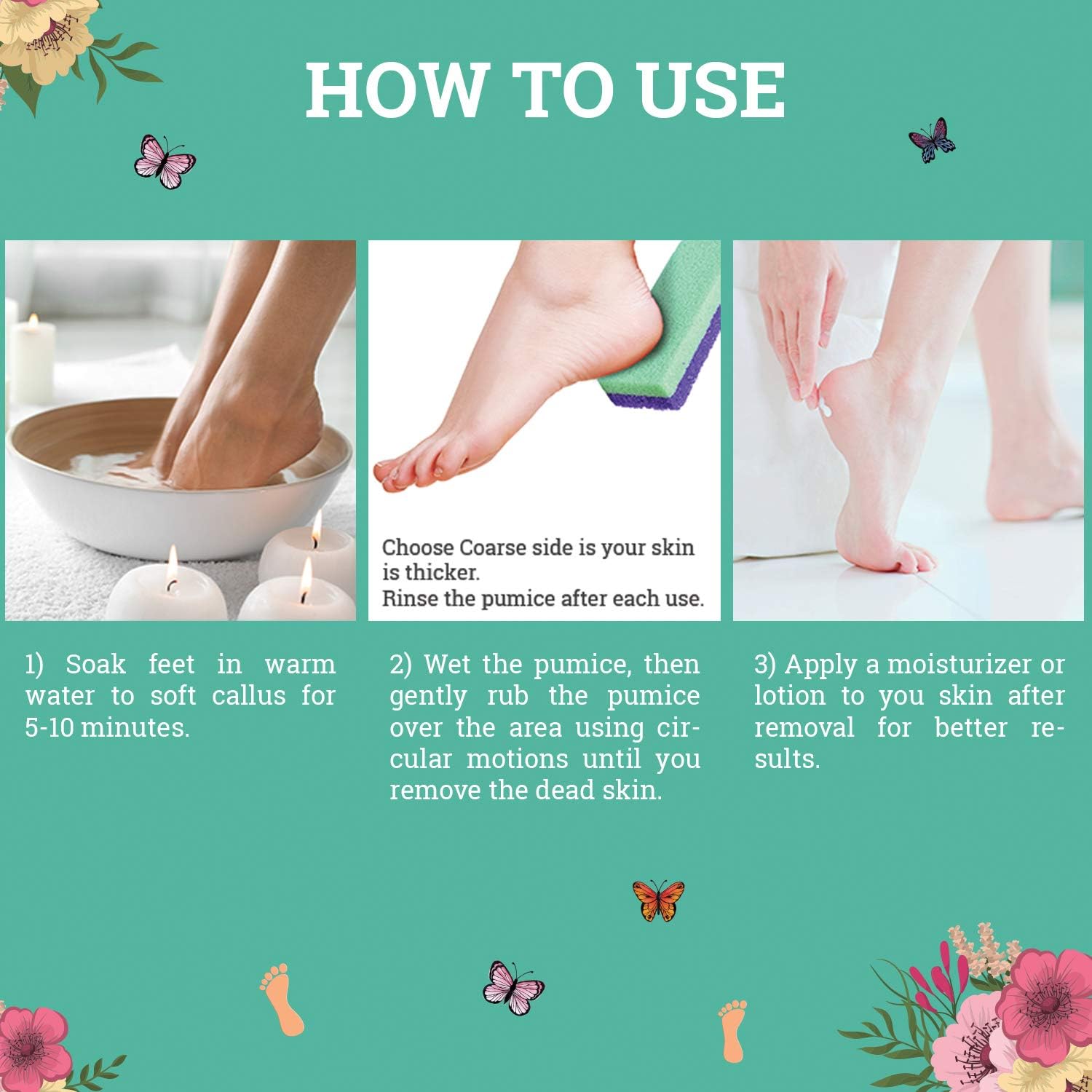 Salon Foot Pumice and Scrubber for Feet and Heels Callus and Dead Skins, Safely and Easily Eliminate Callus and Rough Heels (Pack of 4)