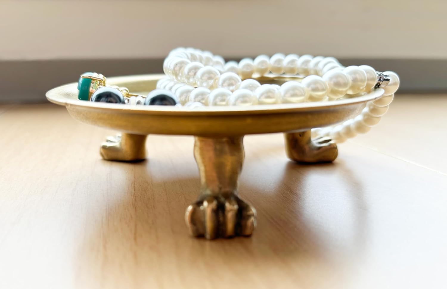 100% Solid Brass Clawfoot Tray | Candle Holder, Jewelry Holder, Antique Candle Holder, Fits up to 3.5" Diameter Candles, Trays for Decor