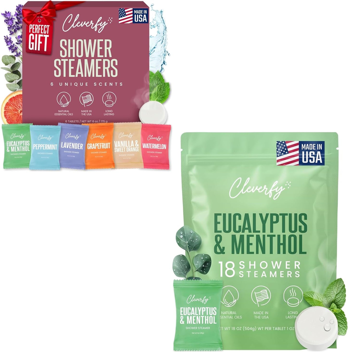 Cleverfy Shower Steamers Aromatherapy for Women and Men – 6 x 18 Pack