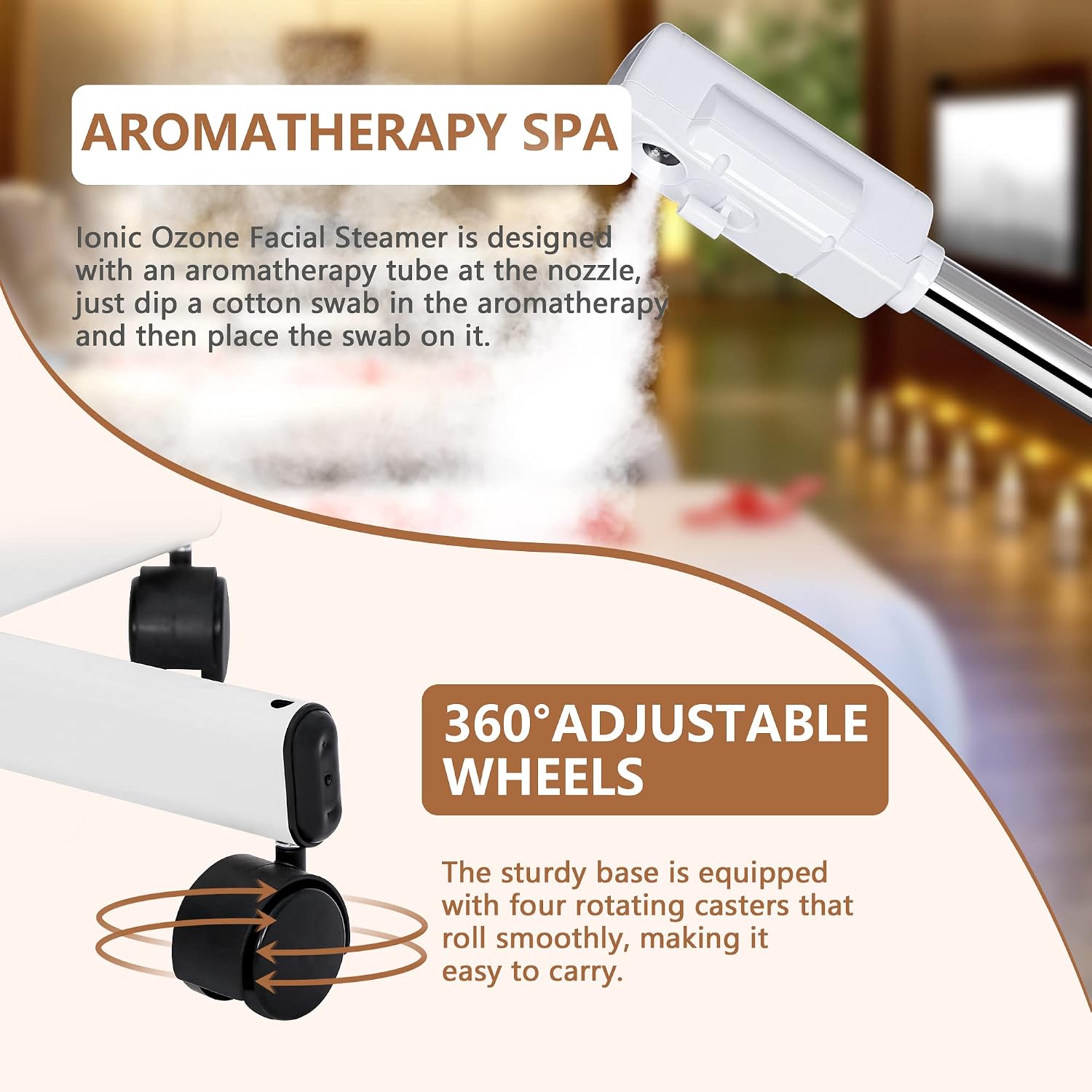 Nova Microdermabrasion Professional Facial Steamer On Wheels Ionic Ozone with Hot Mist Function Stand Facial Steamer for Personal Home Salon Spa Skin Cleaning