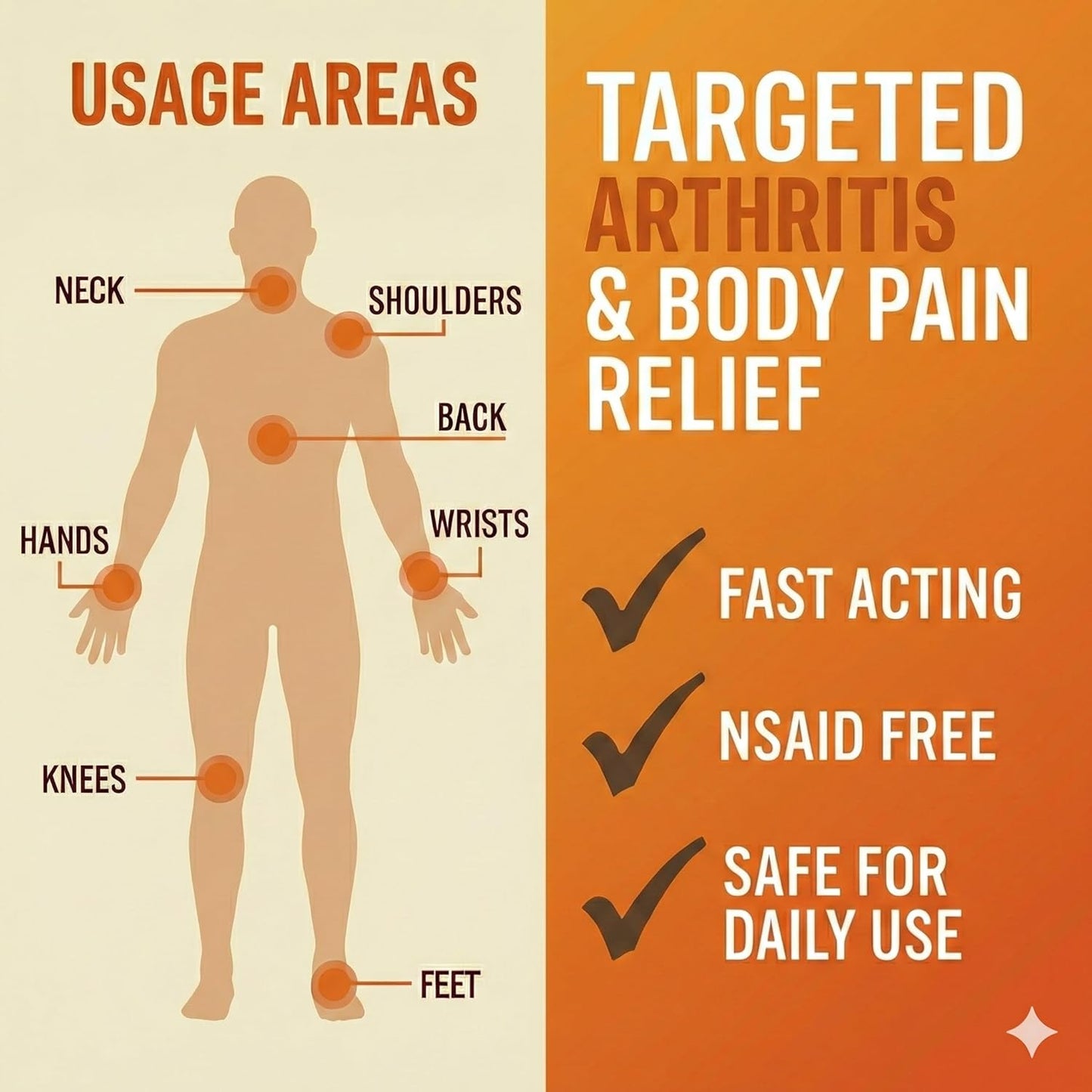 Sore No More Warm Arthritis Pain Relief Roll On – Targeted Reliever for Back, Neck, Hands & Feet – Soothing & Fast-Acting Formula for Aches and Pains – Non-Greasy with Orange Aroma – 3 oz