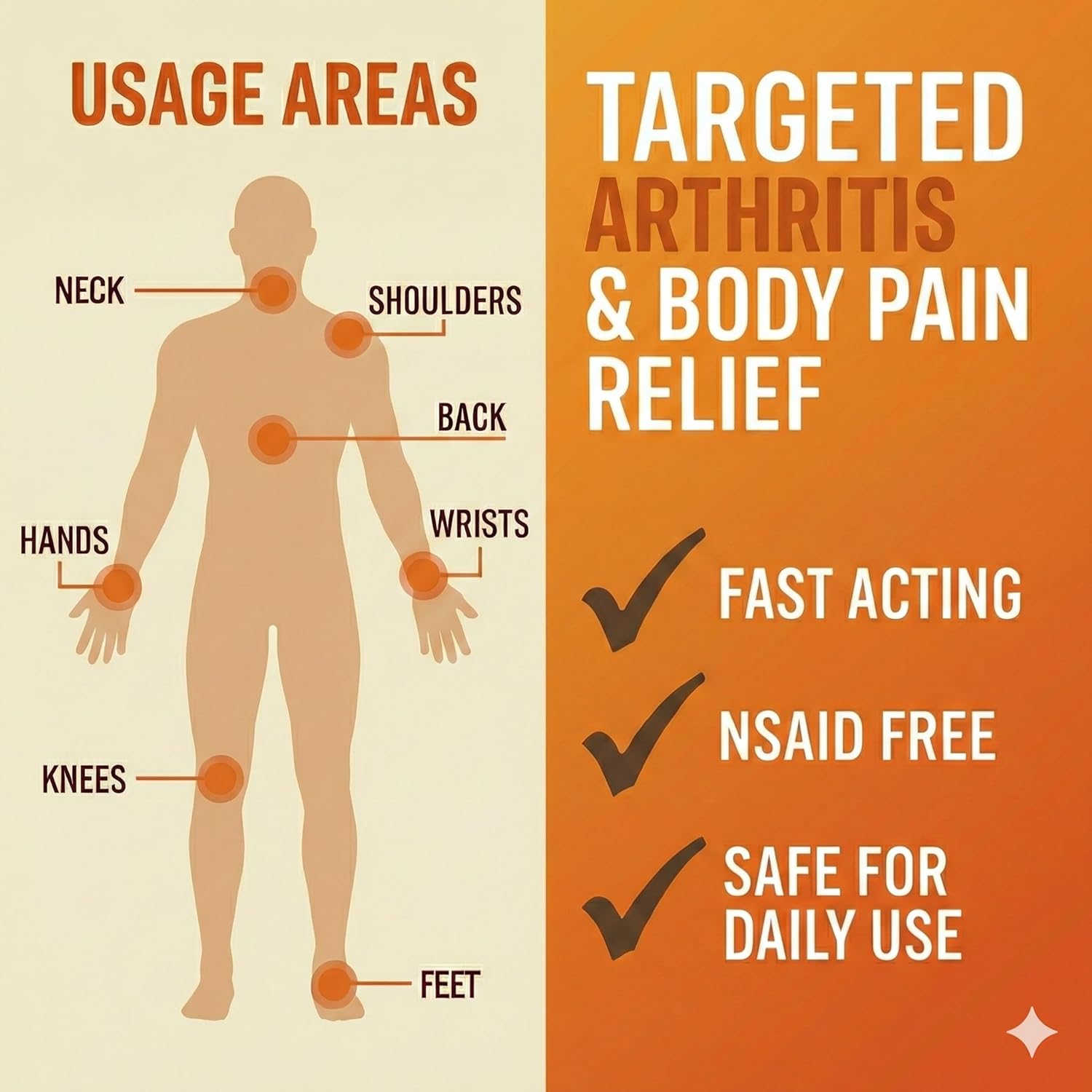 Sore No More Warm Arthritis Pain Relief Roll On – Targeted Reliever for Back, Neck, Hands & Feet – Soothing & Fast-Acting Formula for Aches and Pains – Non-Greasy with Orange Aroma – 3 oz