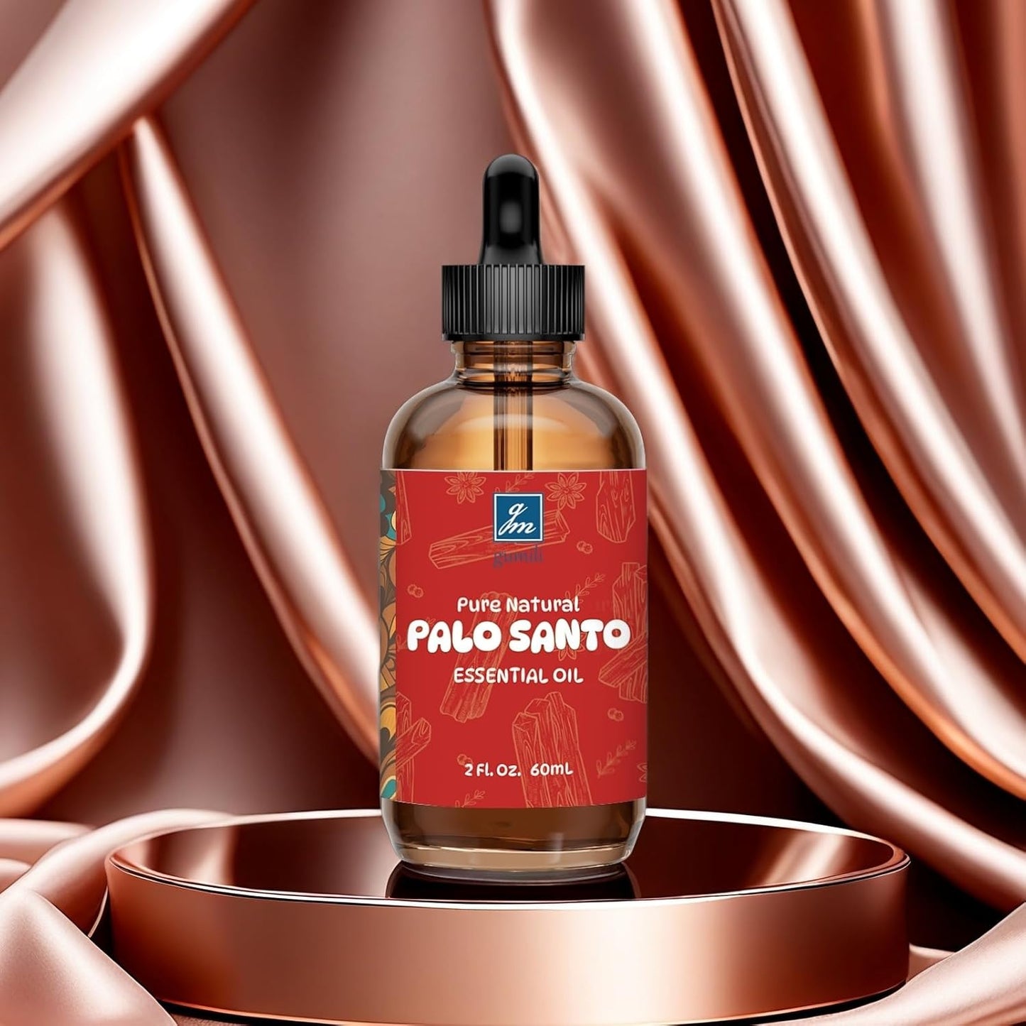 GM Gumili Palo Santo Essential Oil 2 Oz, 100% Pure Palo Santo Oil for Diffuser, Skin, Hair, Body & Face, Perfume, Sweet Creamy Scent for Relaxation, Aromatherapy & Massage