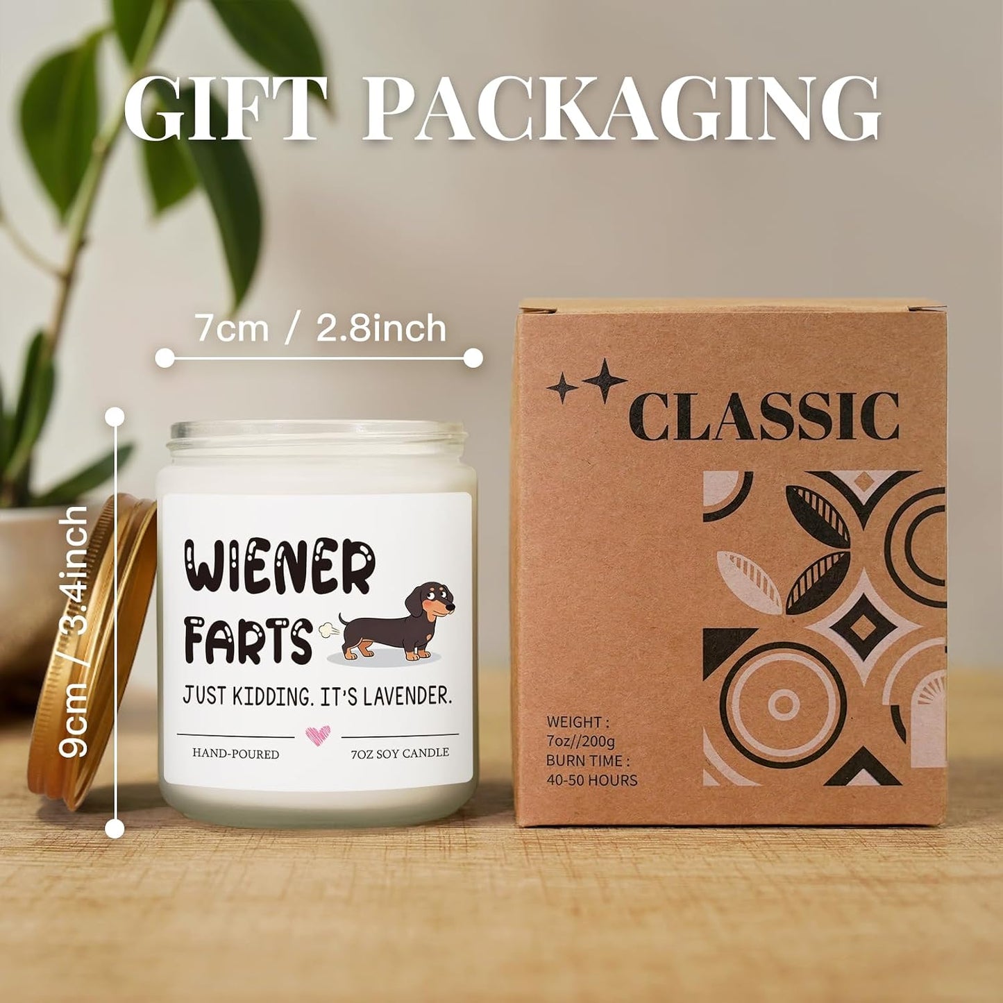 Dog Lover Gifts, Mothers Day Gifts, Christmas, Birthday Gift for Women, Mother, Dog Mom, Sister, Best Friend- Weiner Dogs Farts Candle - Lavender Scent, Hand Pour 7 OZ Soy Candle